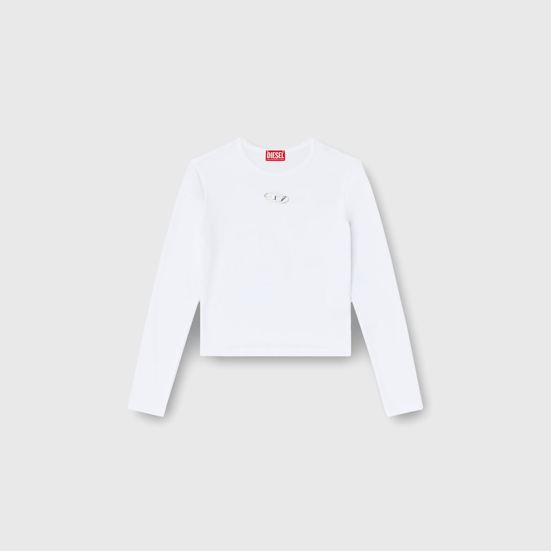 Diesel - Haut à manches longues avec cut-out Oval D - T-Shirts - Femme - Blanc