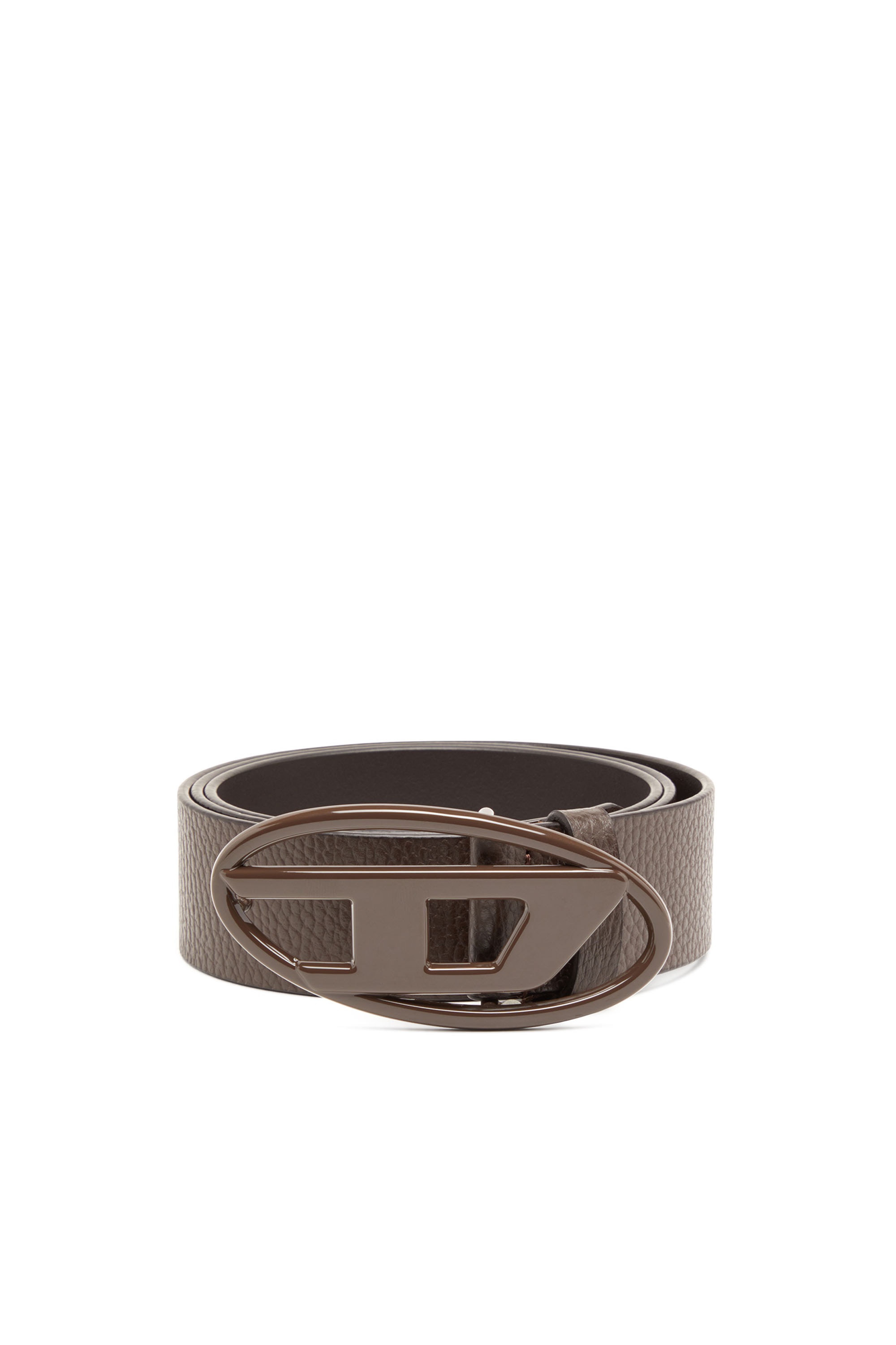 Shop Diesel Leather Belt With Matte Buckle In Brown