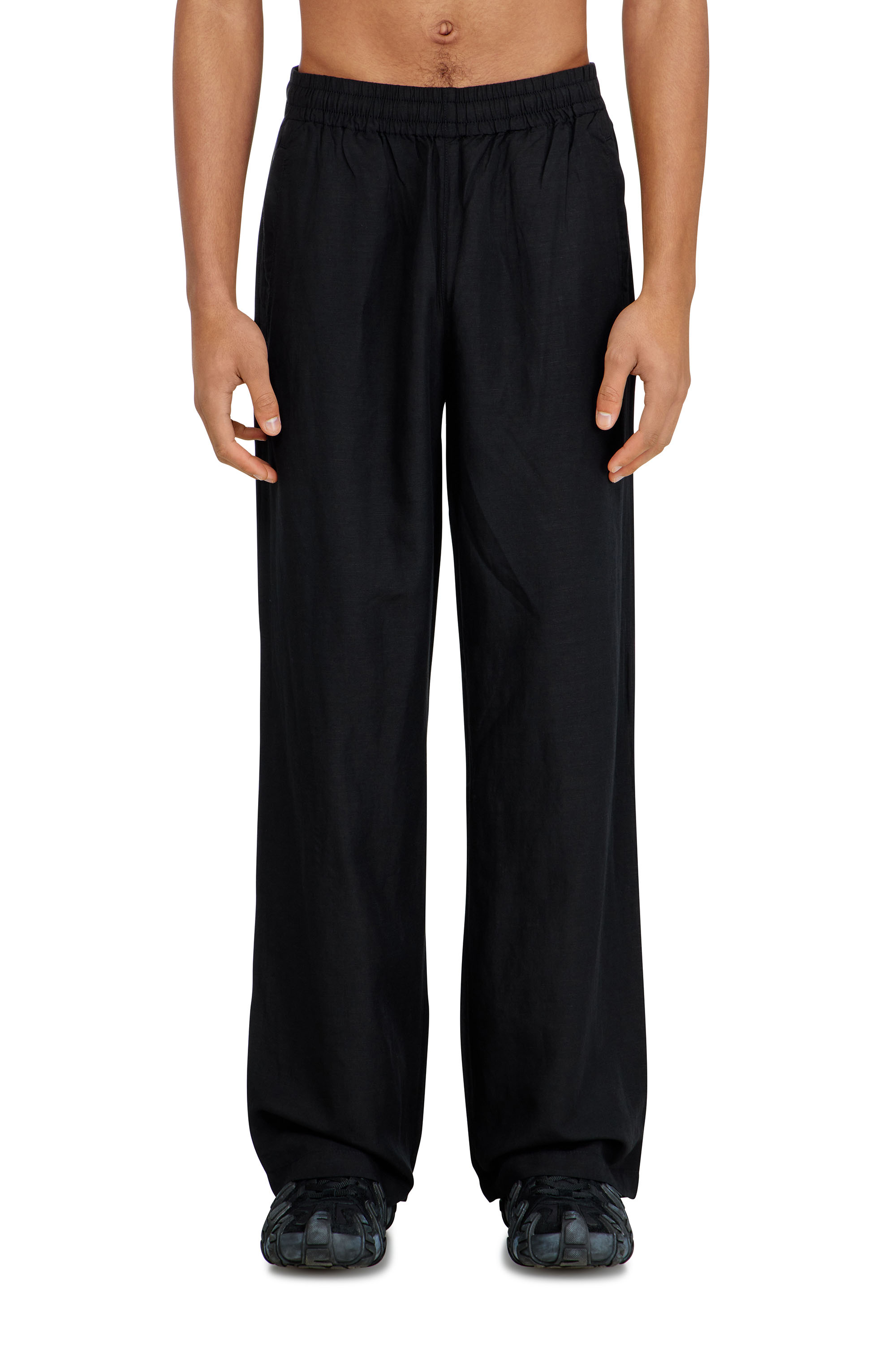 Diesel Unisex Black - Linen-Blend Pants - Pants Large