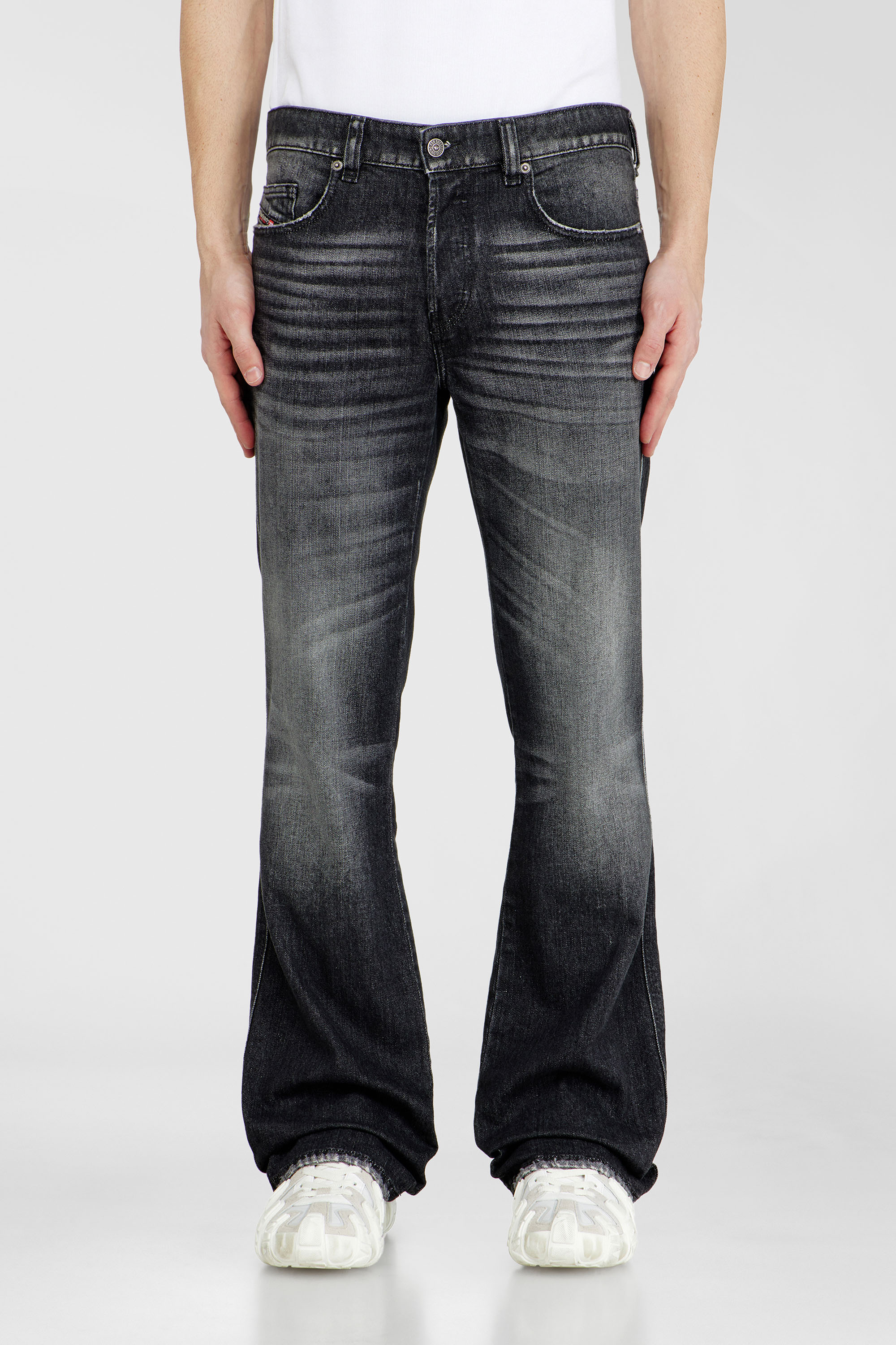 Diesel Bootcut Jeans Regular Waist 1998 D-Buck, Black/Dark grey, Button fly