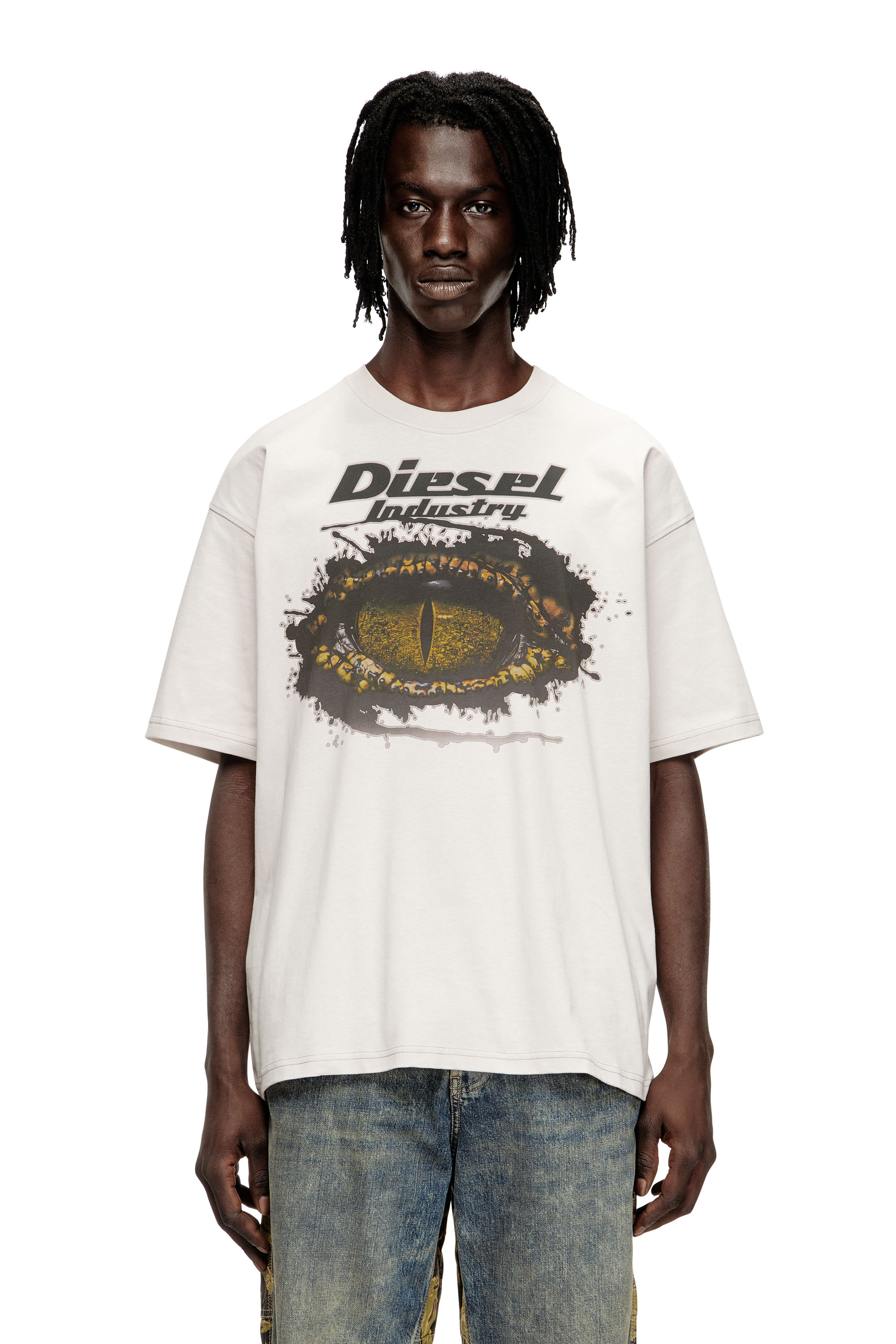 Diesel - T-BOXT-T25, Man's Cotton t-shirt with digital print in Light Grey - 1