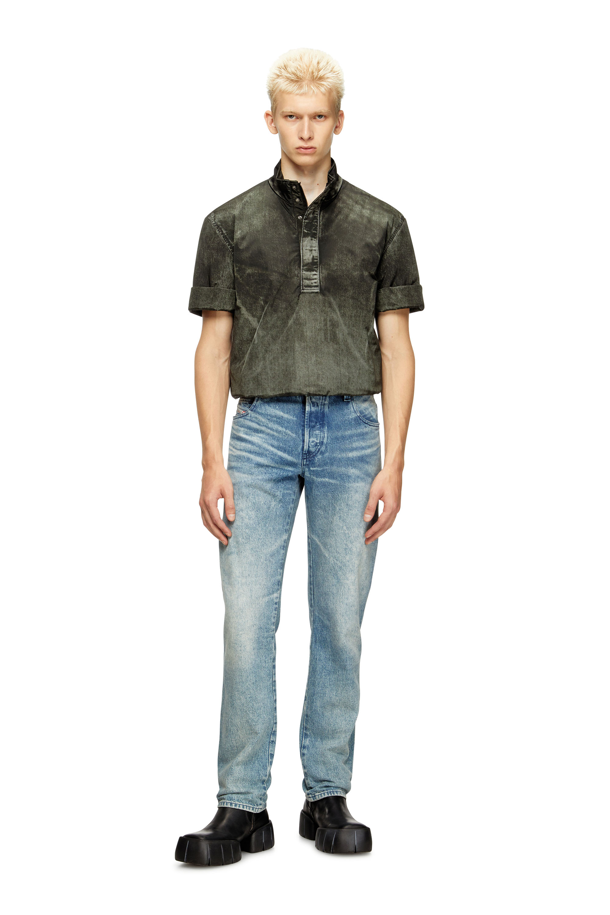 Diesel - J-VALOIS, Man's Short-sleeve jacket in denim-effect nylon in Black - 2
