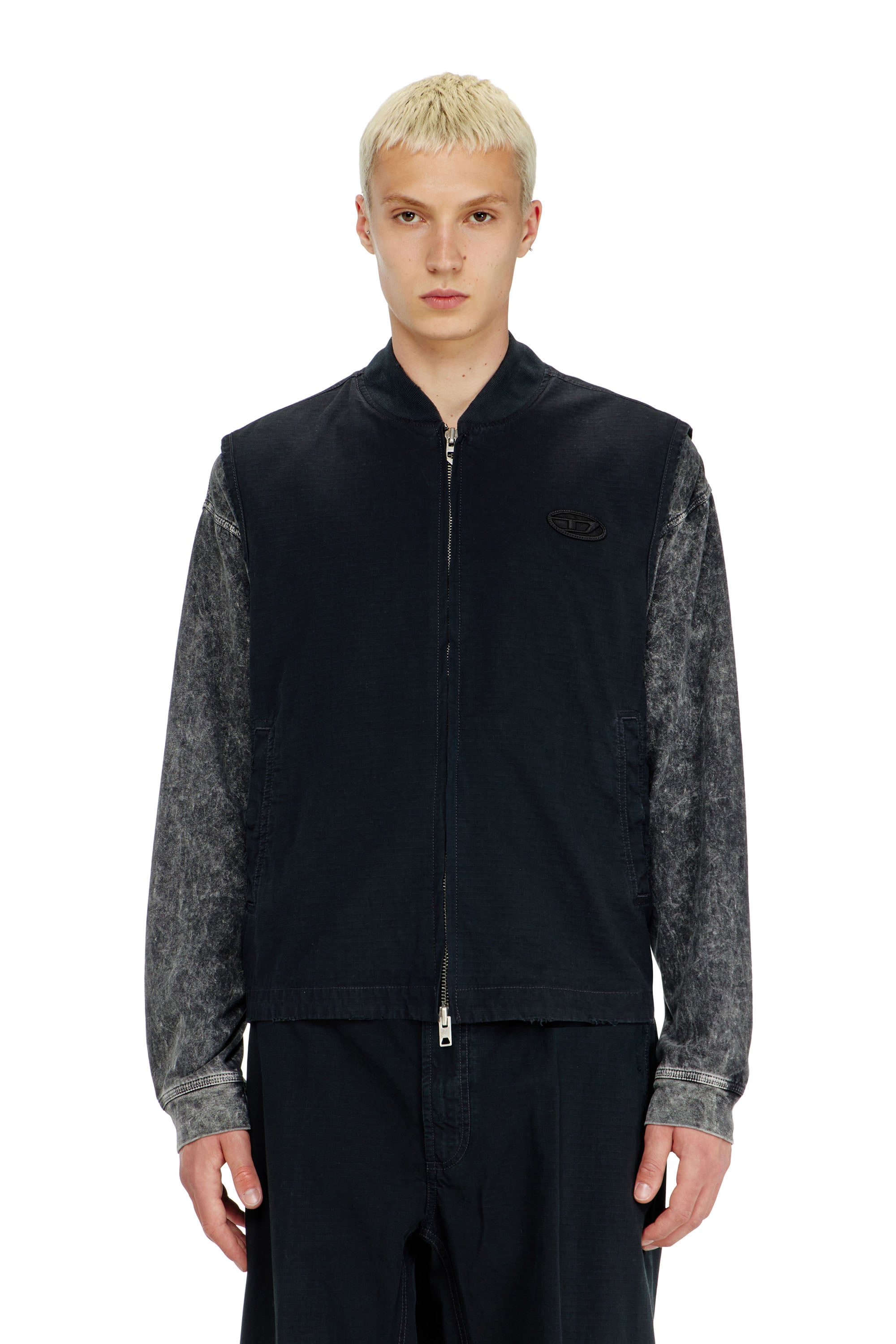 Diesel - Cotton ripstop vest with Oval D patch - Jackets - Man - Black