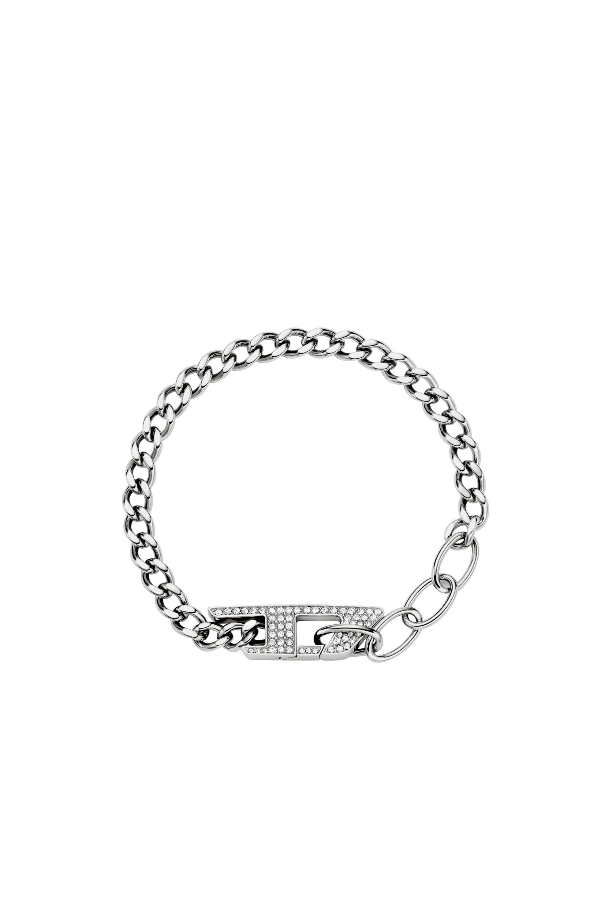 Diesel Unisex Silver - Stainless Steel Glitz Chain Bracelet - Bracelets Uni