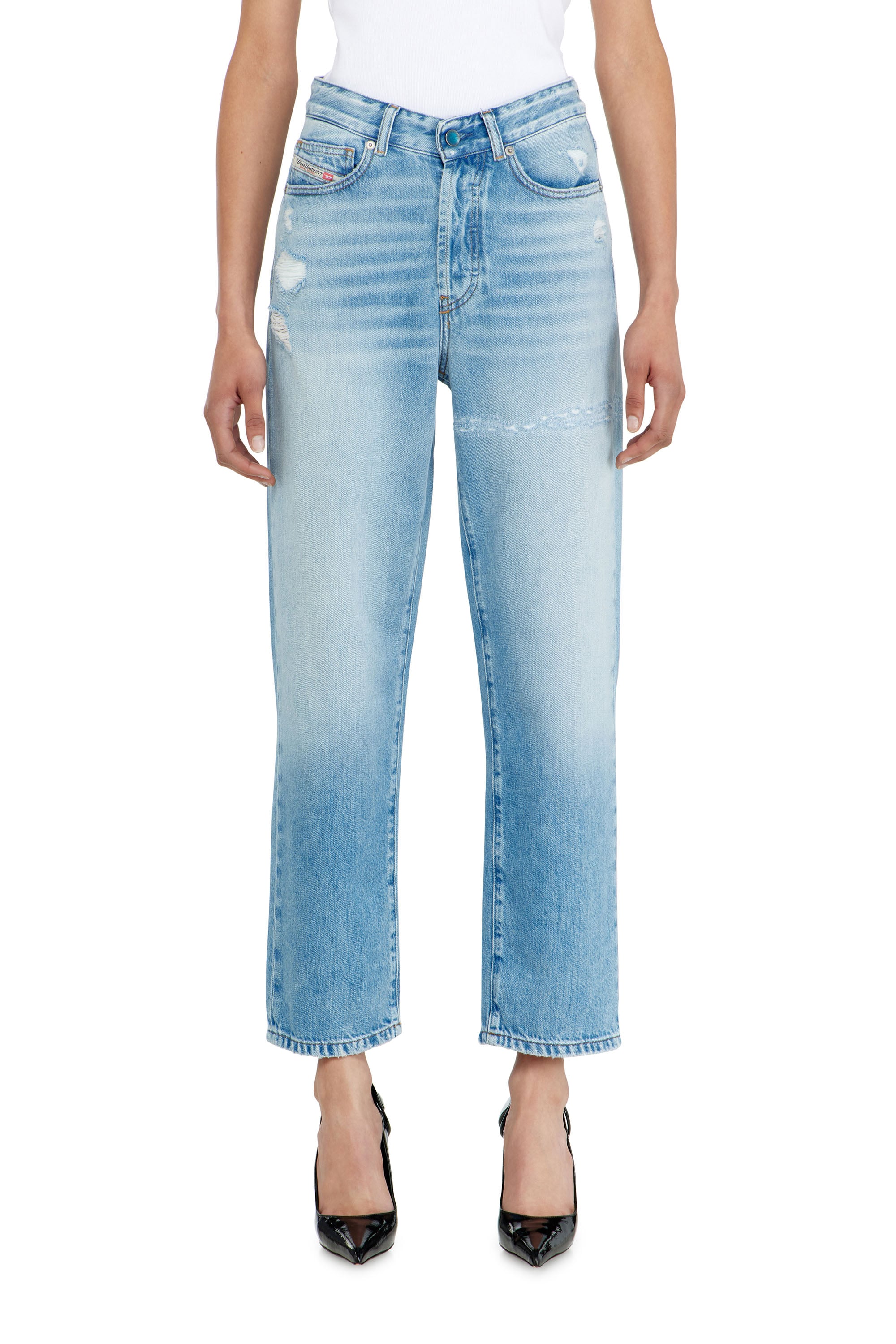 Diesel Vrouw Blauw Regular Jeans High Waist 1981 D-Went, Light Button Fly Maat 24