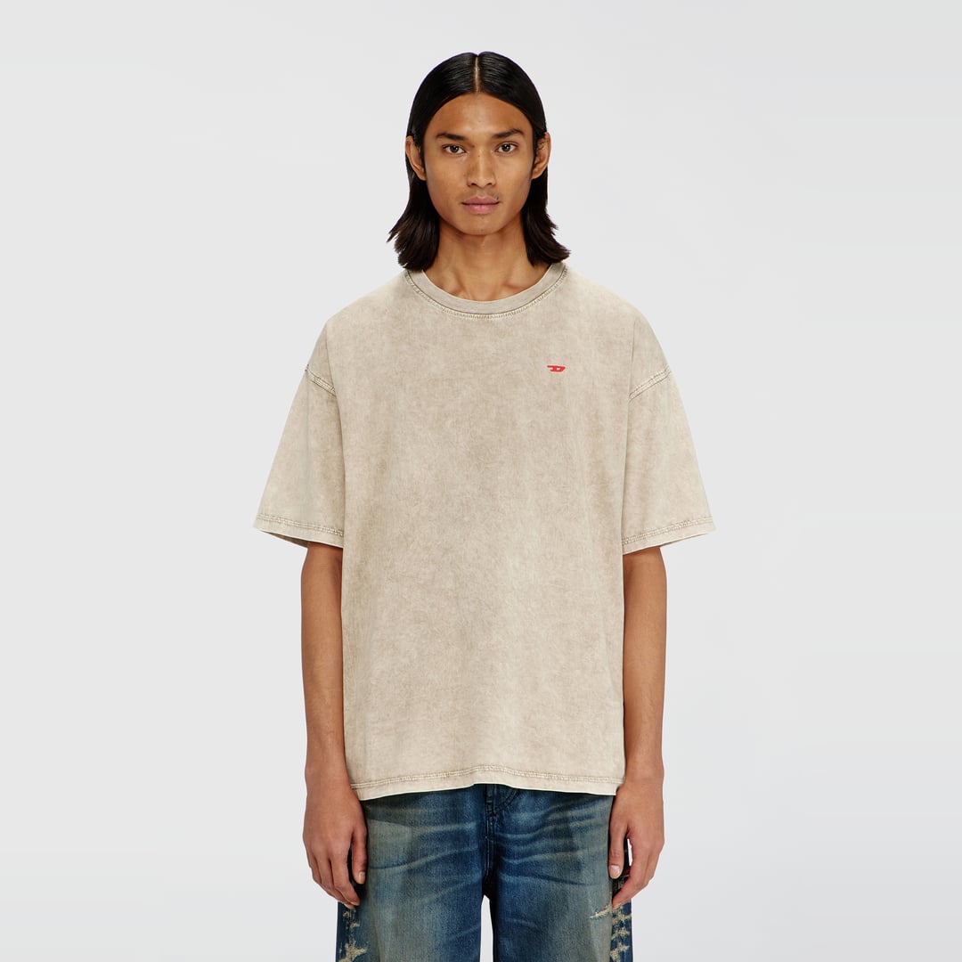 Diesel - Cotton T-shirt with treated effect - T-Shirts - Man - Beige