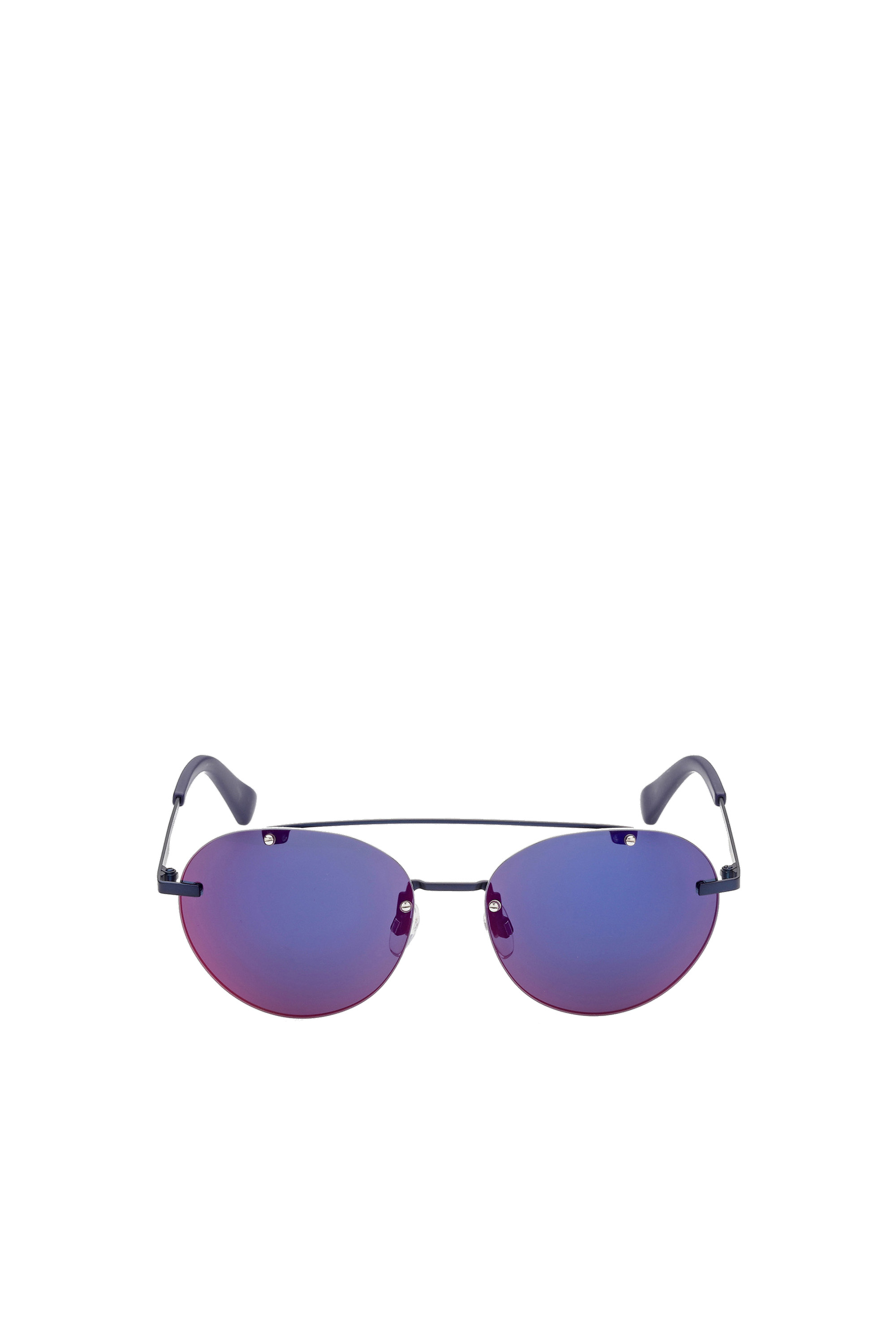 Diesel Round Sunglasses With Lightweight Metal Construction In Blue