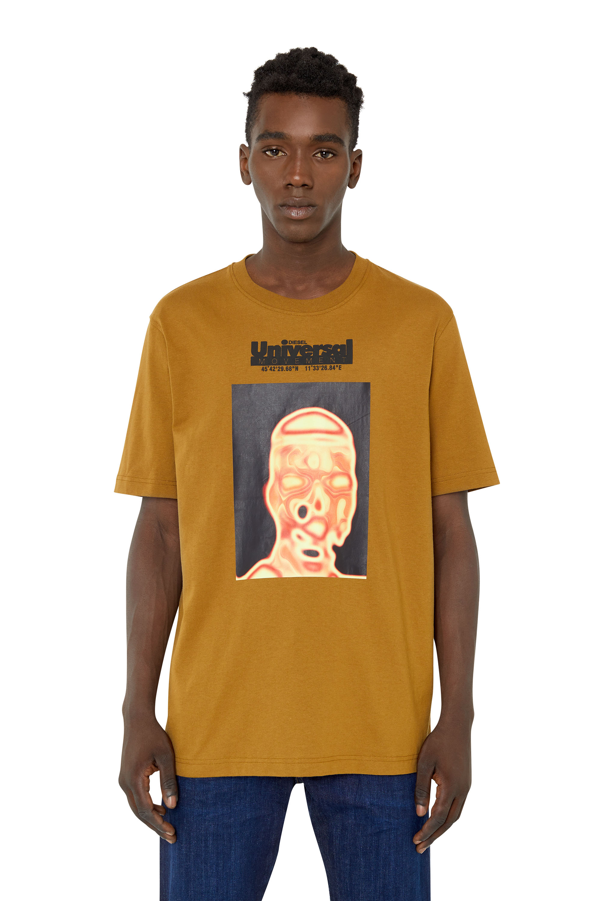 Diesel - T-shirt con stampa della termoscansione di un volto - T-Shirts - Uomo - Marrone
