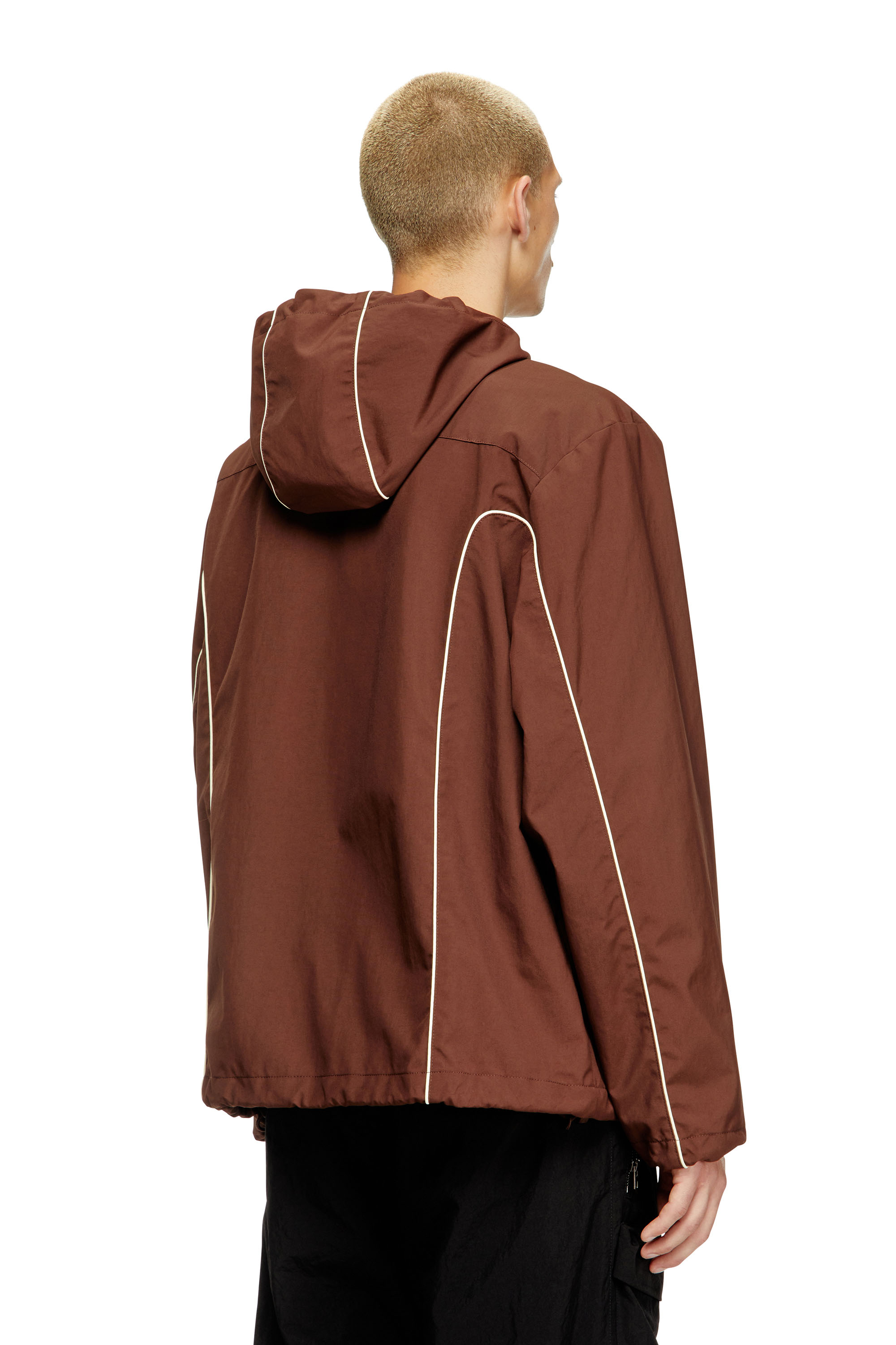 Diesel - J-HIVES, Man's Windbreaker with contrast piping in Brown - 4