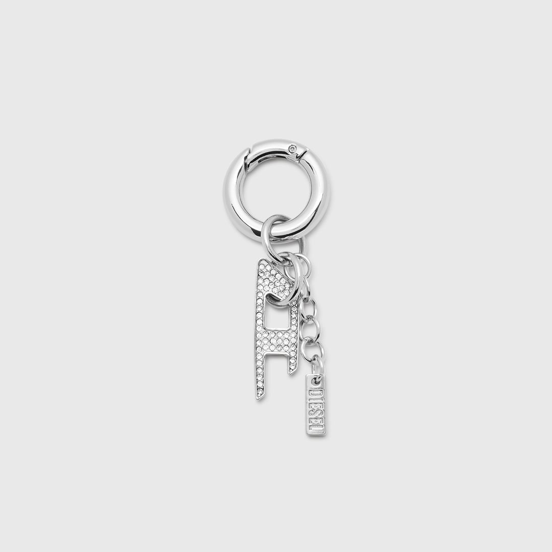 Diesel - Charm with rhinestone D charm - Charms and Keyrings - Unisex - Silver
