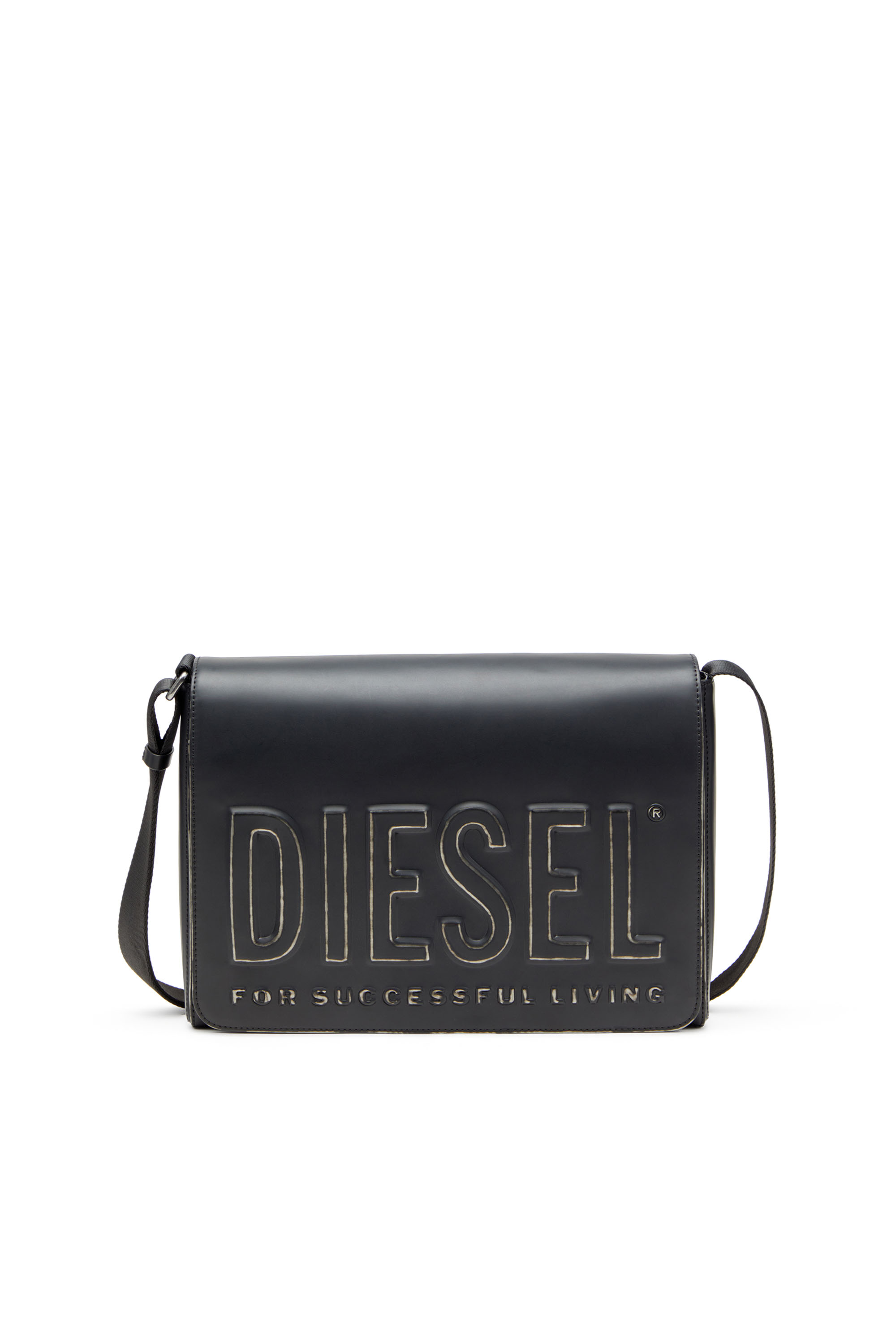 Diesel Messenger Bag In Brushed Pu In Black