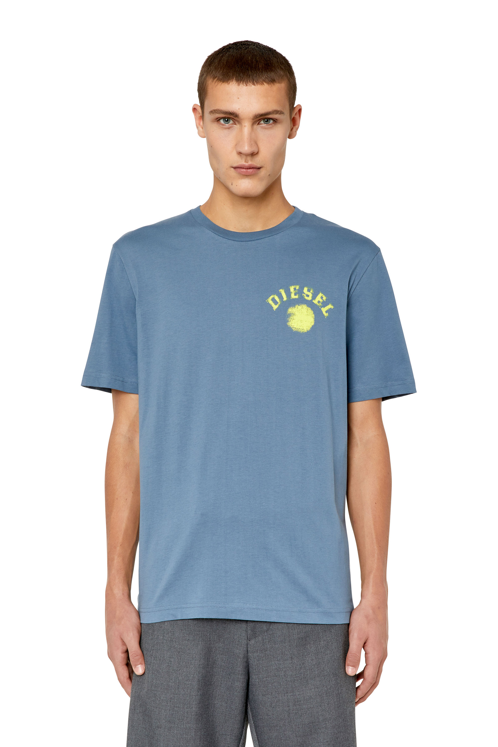 Diesel - T-shirt con stampa logo e cerchio - T-Shirts - Uomo - Blu