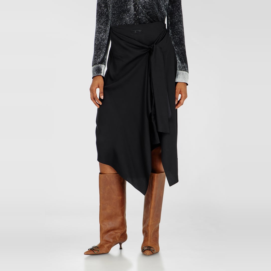 Diesel - Skirt in fluid cupro with front knot - Skirts - Woman - Black
