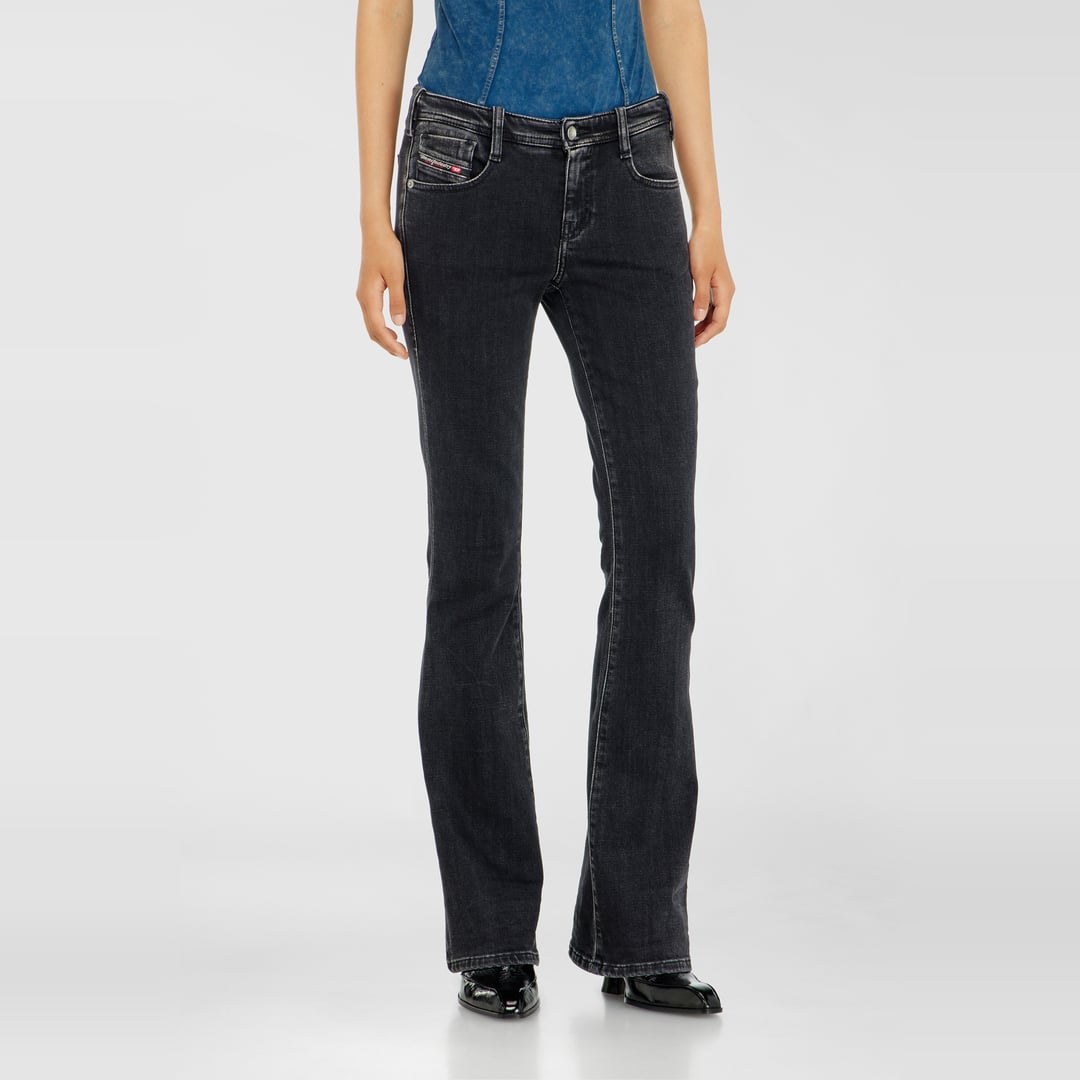 Diesel Jeans Bootcut Taille Basse 1969 D-Ebbey, Noir/Gris foncé, Fermeture zippée