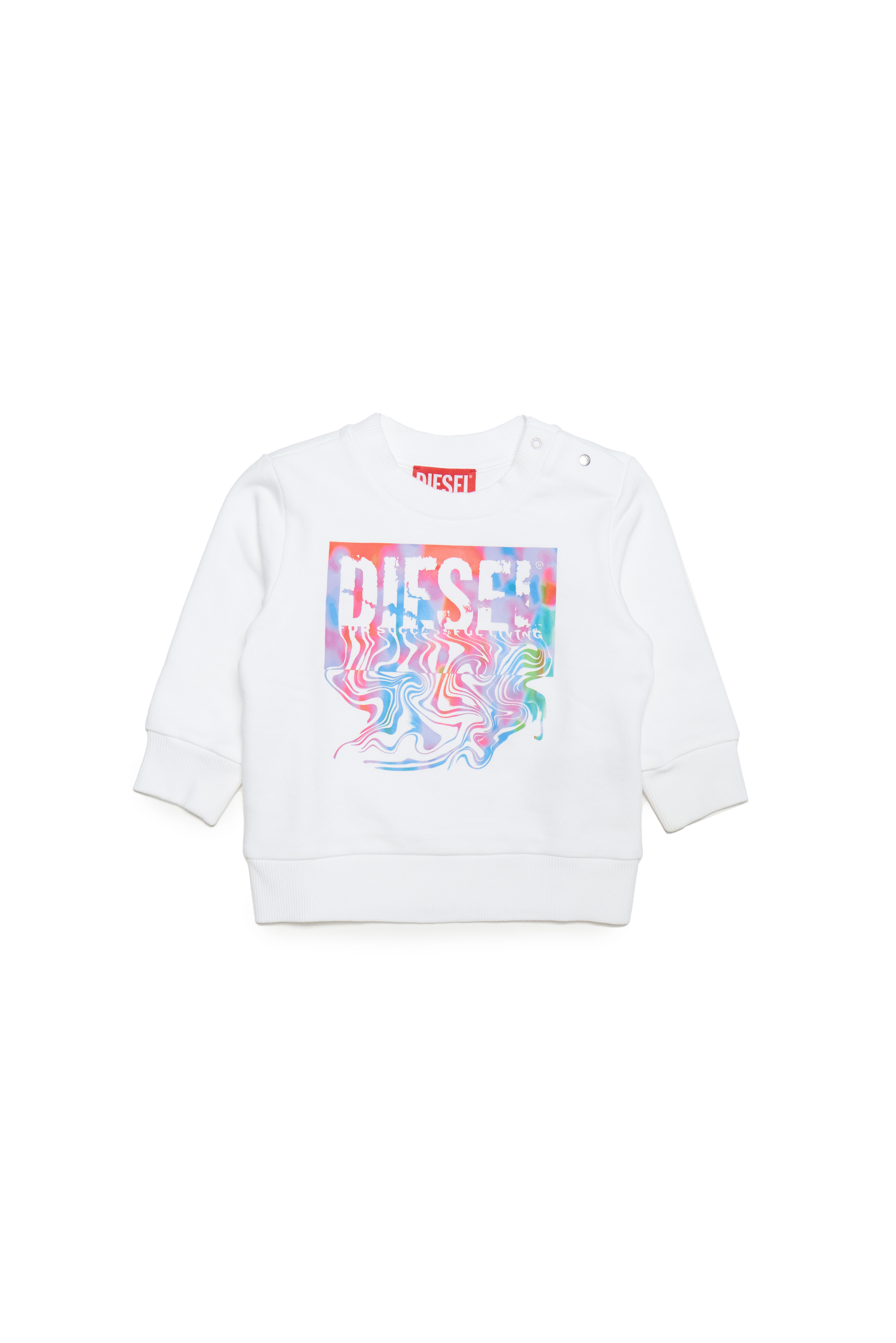 Diesel - Sweatshirt aus Baumwolle mit fließendem Logo - Sweatshirts - Unisex - Weiss
