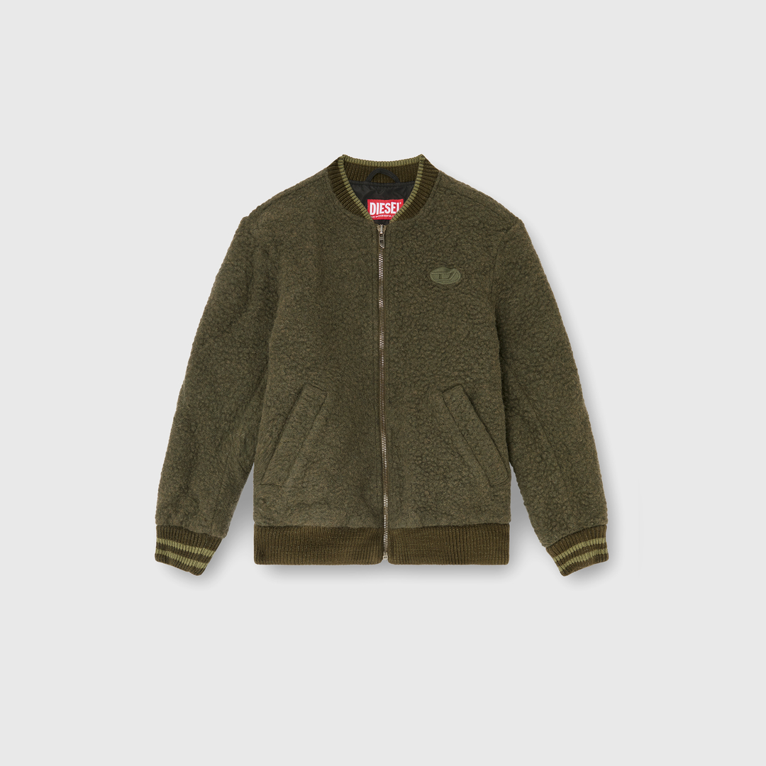 Diesel - Blouson bomber en laine mélangée avec finitions côtelées - Vestes - Homme - Vert