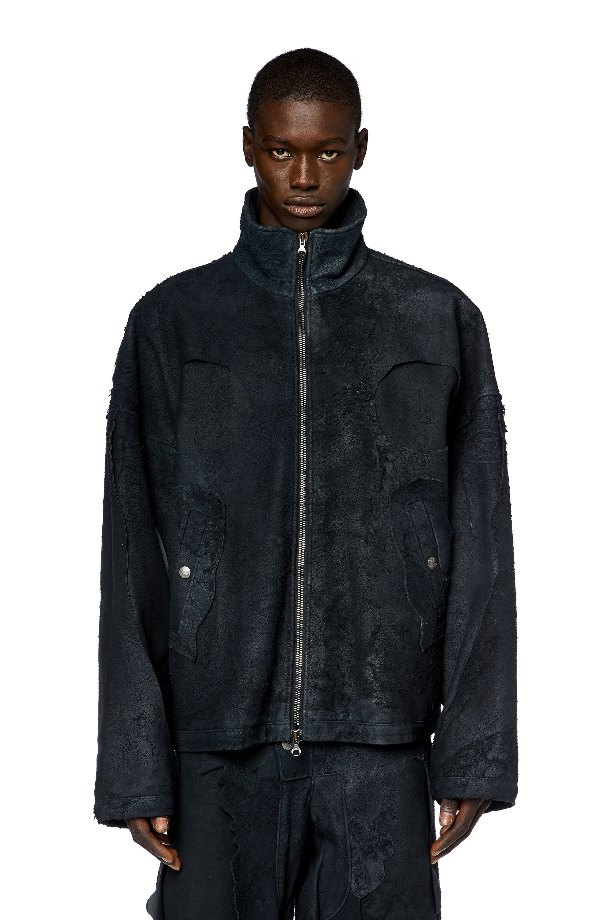 Diesel - Peel-off effect padded leather jacket - Leather jackets - Man - Black
