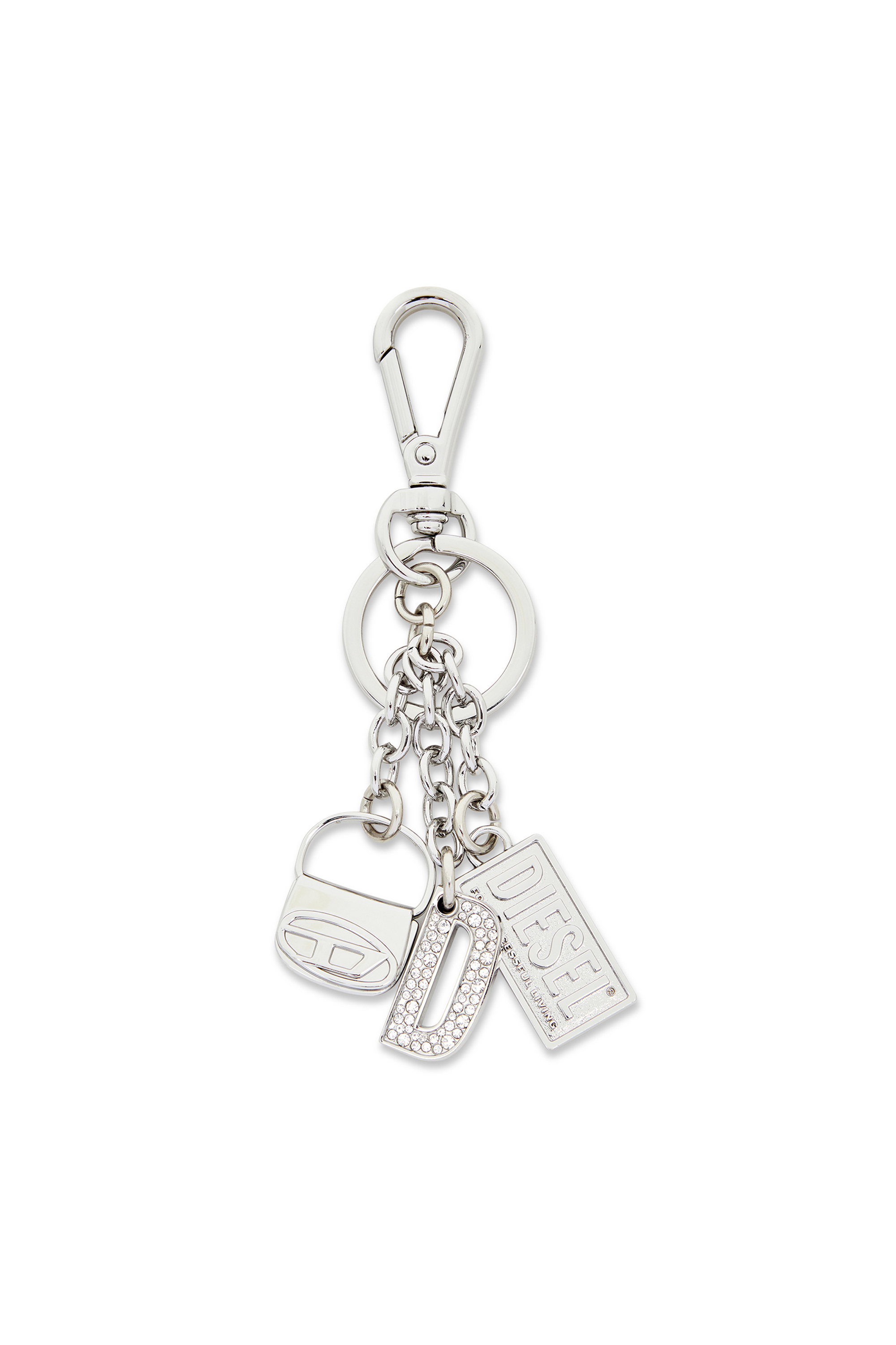 Diesel Women's Silver - Metal Keyring With Logo Charms - Charms And Keyrings - Woman Uni