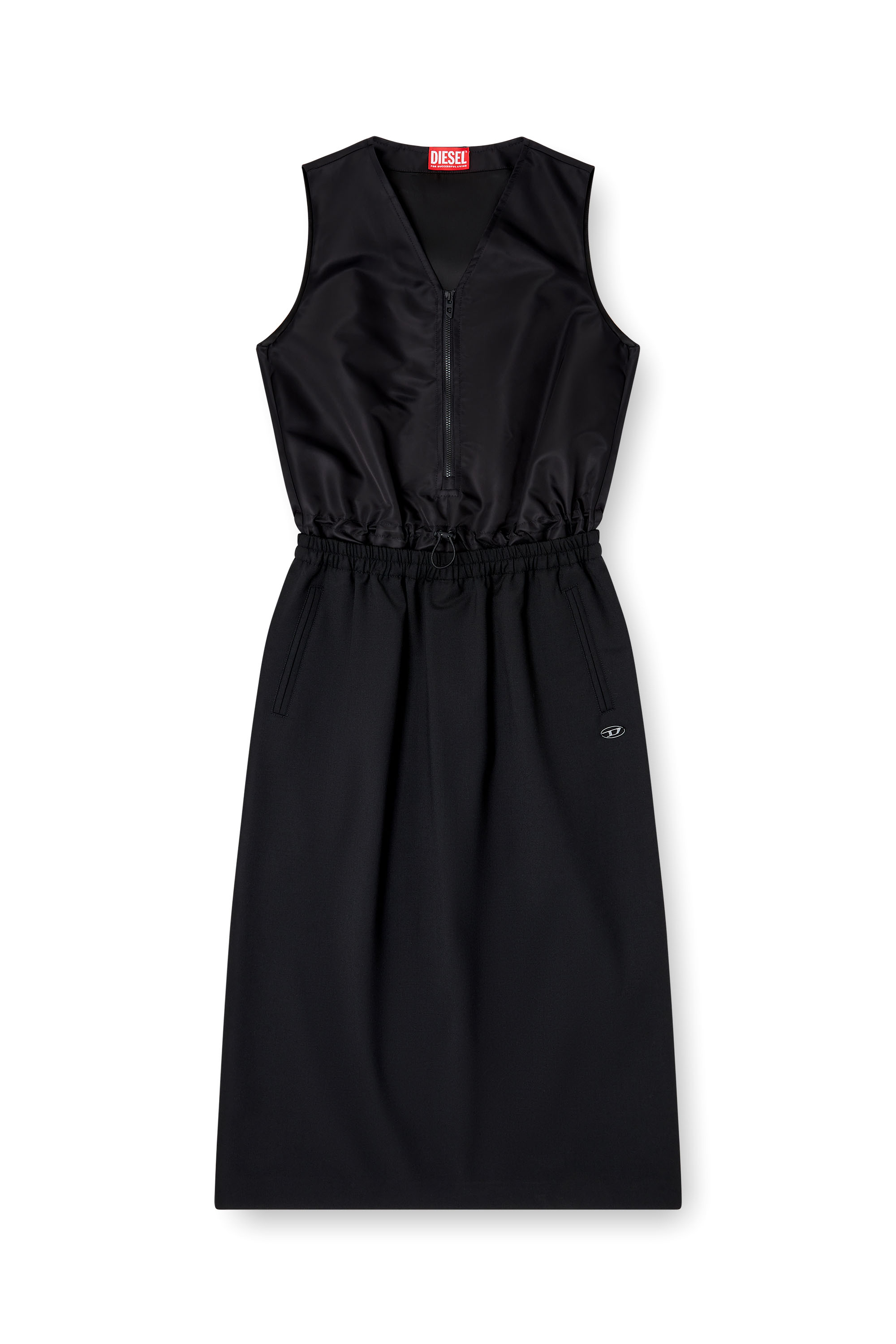Diesel - D-RUID-R2, Woman's Midi dress with wool skirt in Black - 3