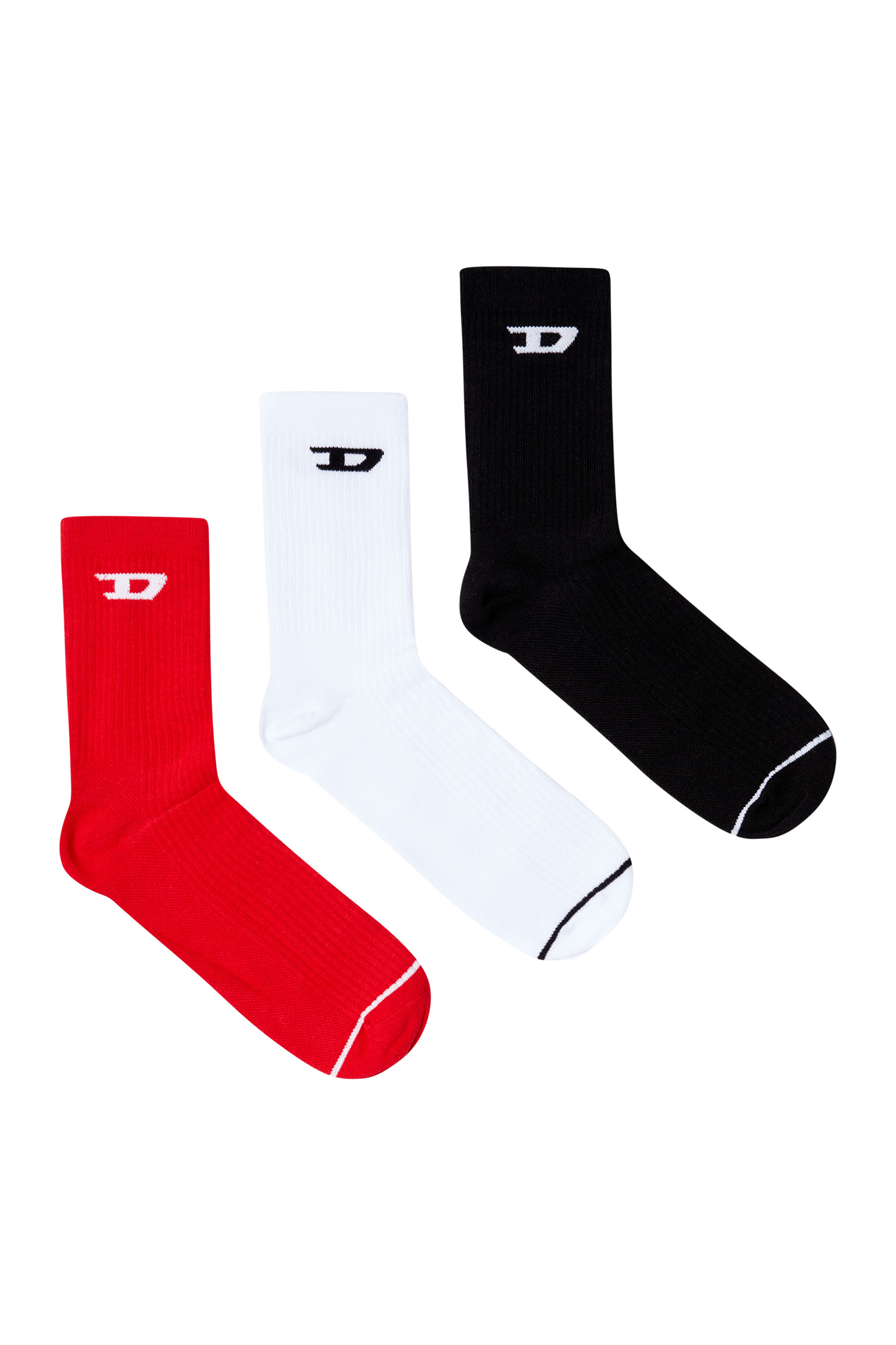 Diesel Homem Multicolor - Three-Pack Ribbed Socks With D Logo - Socks - Man Médio