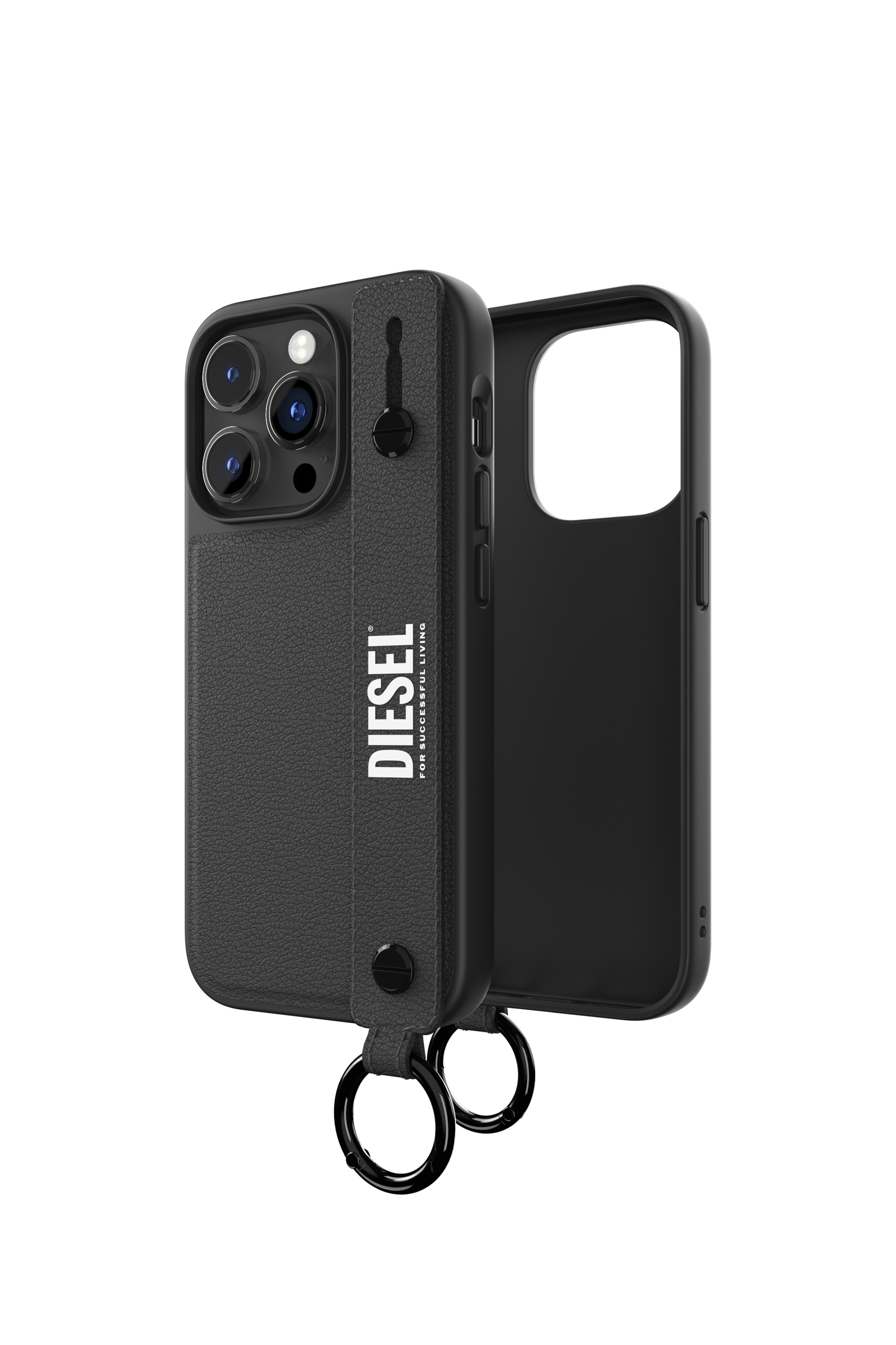 Diesel - Cover con impugnatura retraibile per iPhone 14 Pro - Cover - Unisex - Nero