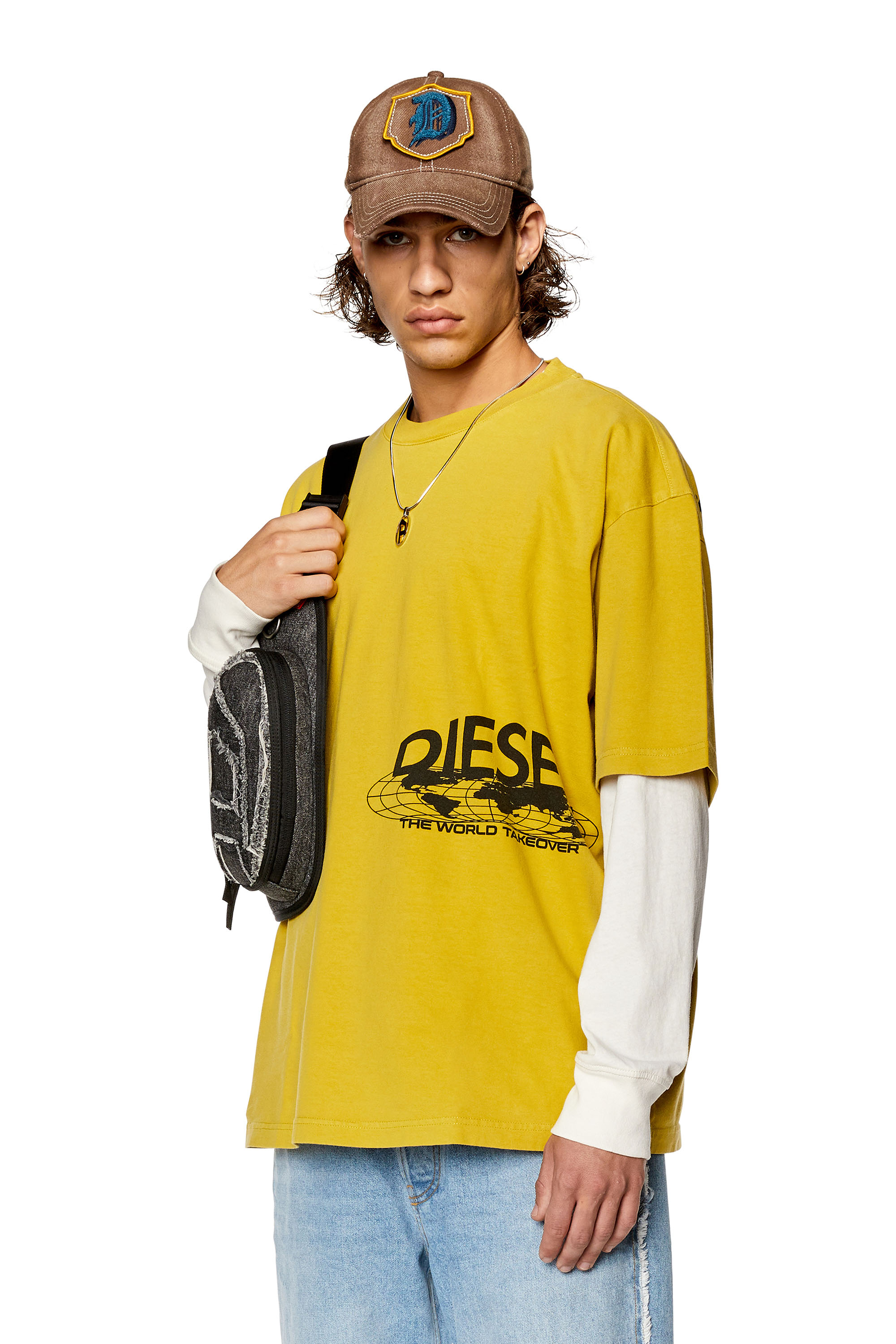 Diesel - T-shirt with Diesel world prints - T-Shirts - Man - Yellow