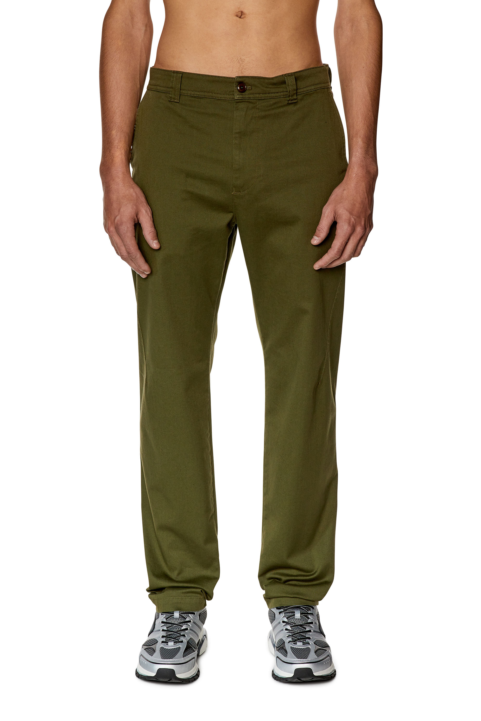 Diesel - Pantaloni chino in gabardina di cotone - Pantaloni - Uomo - Verde