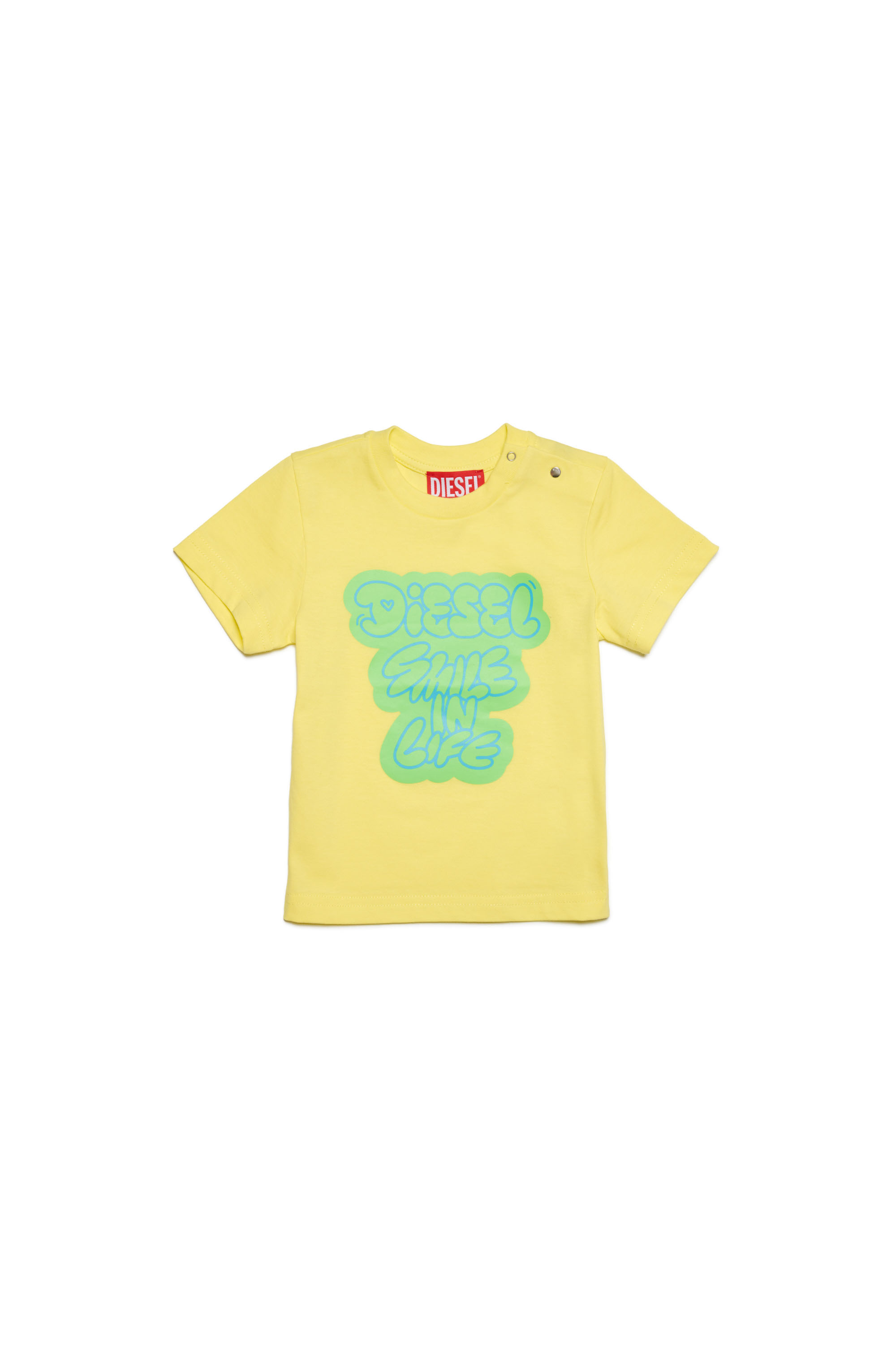 Diesel - T-shirt con stampa Smile in Life effetto bubble - T-shirts e Tops - Uomo - Giallo