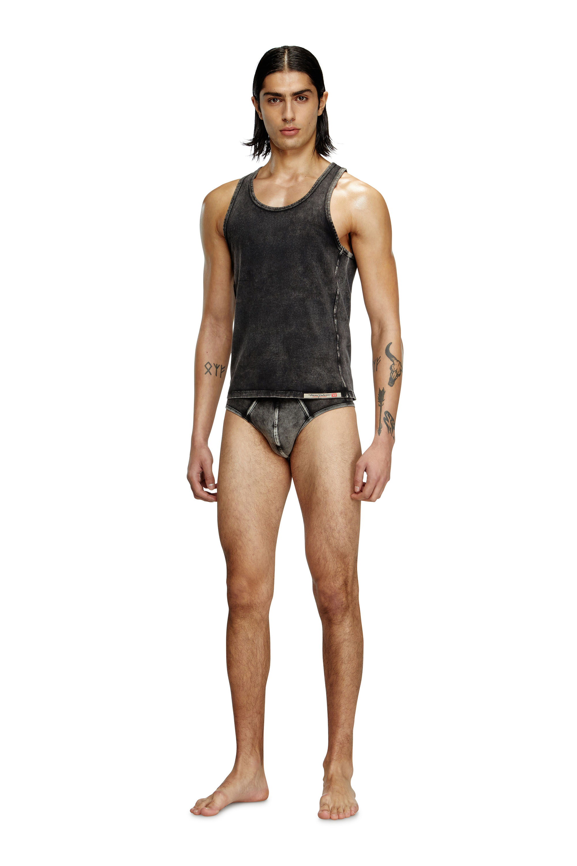 Diesel - WALTY-DNM, Man's Denim-effect tank top in Black - 2