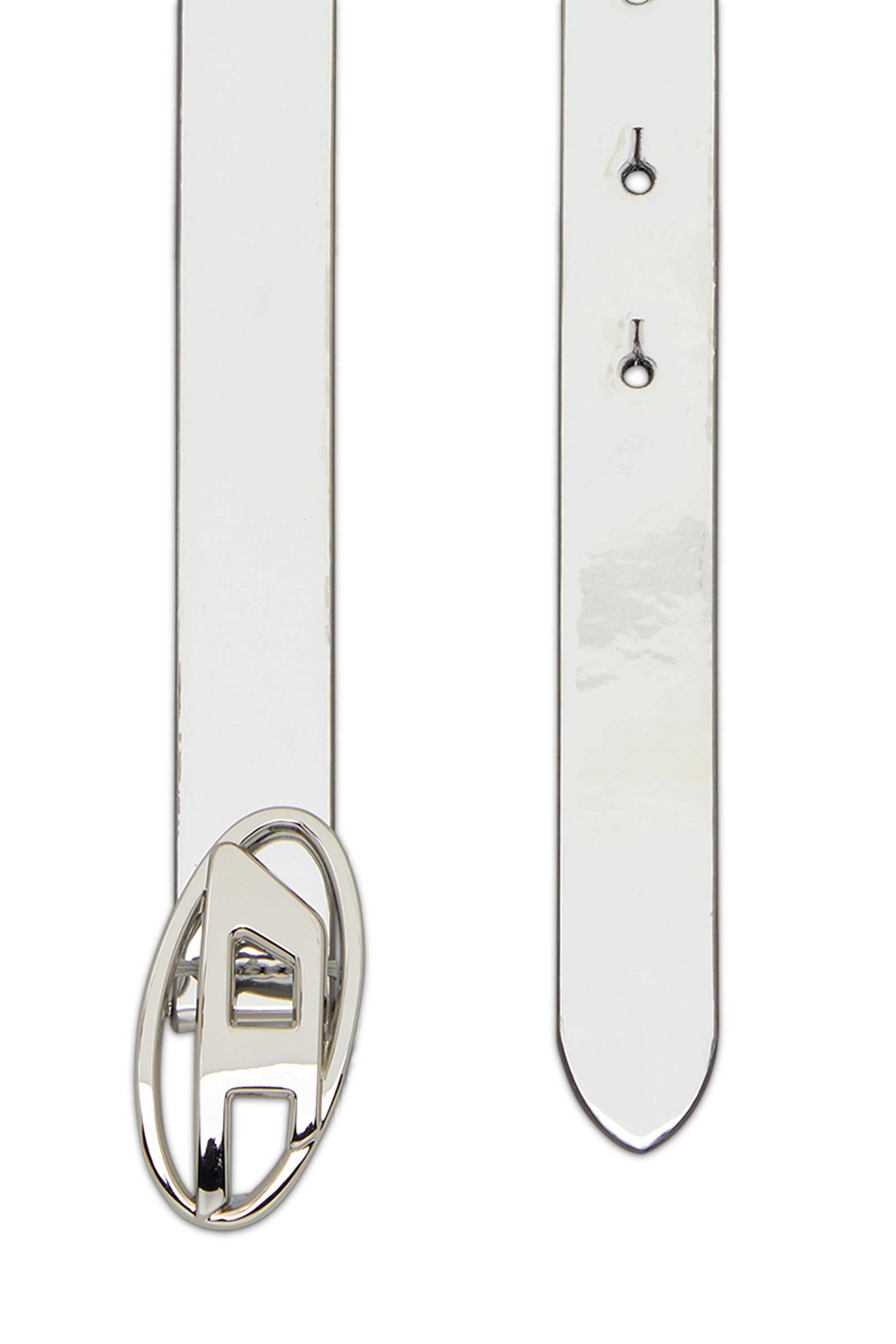 Diesel - B-1DR 20, Woman's 2cm slim metallic belt in White - 2
