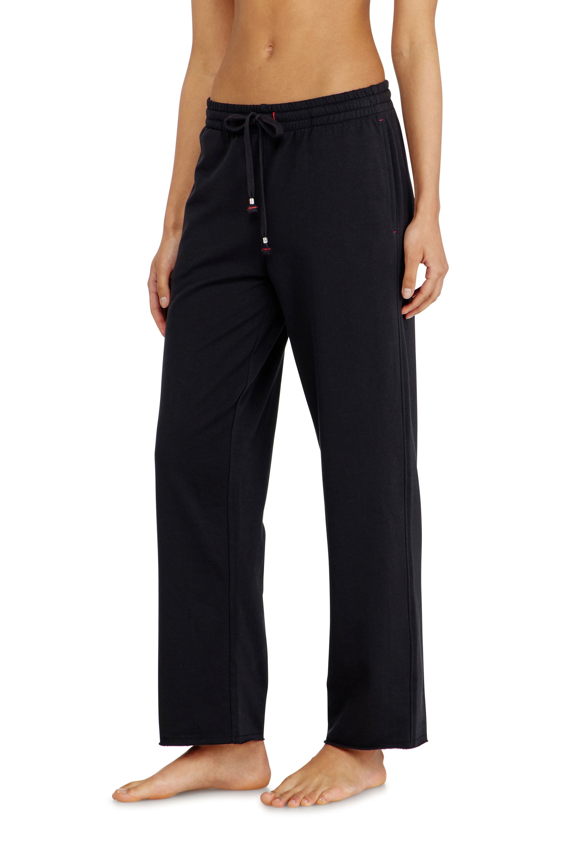 Diesel Mujer Negro - Pantalón De Chándal Afelpado Con Bajos Al Corte - Pantalones Xxs