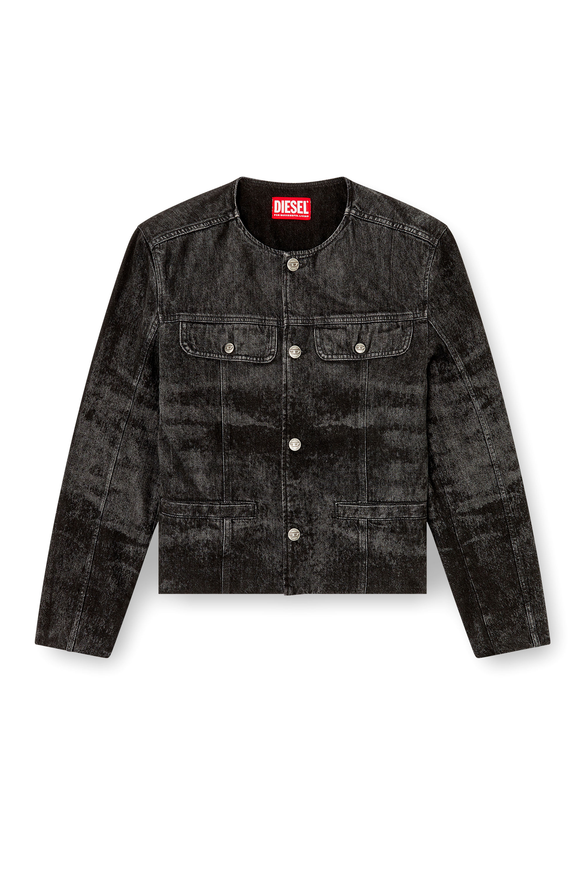 Diesel - D-ABERDEEN-FSH2, Man's Jacket in lasered cotton-hemp denim in Black - 4
