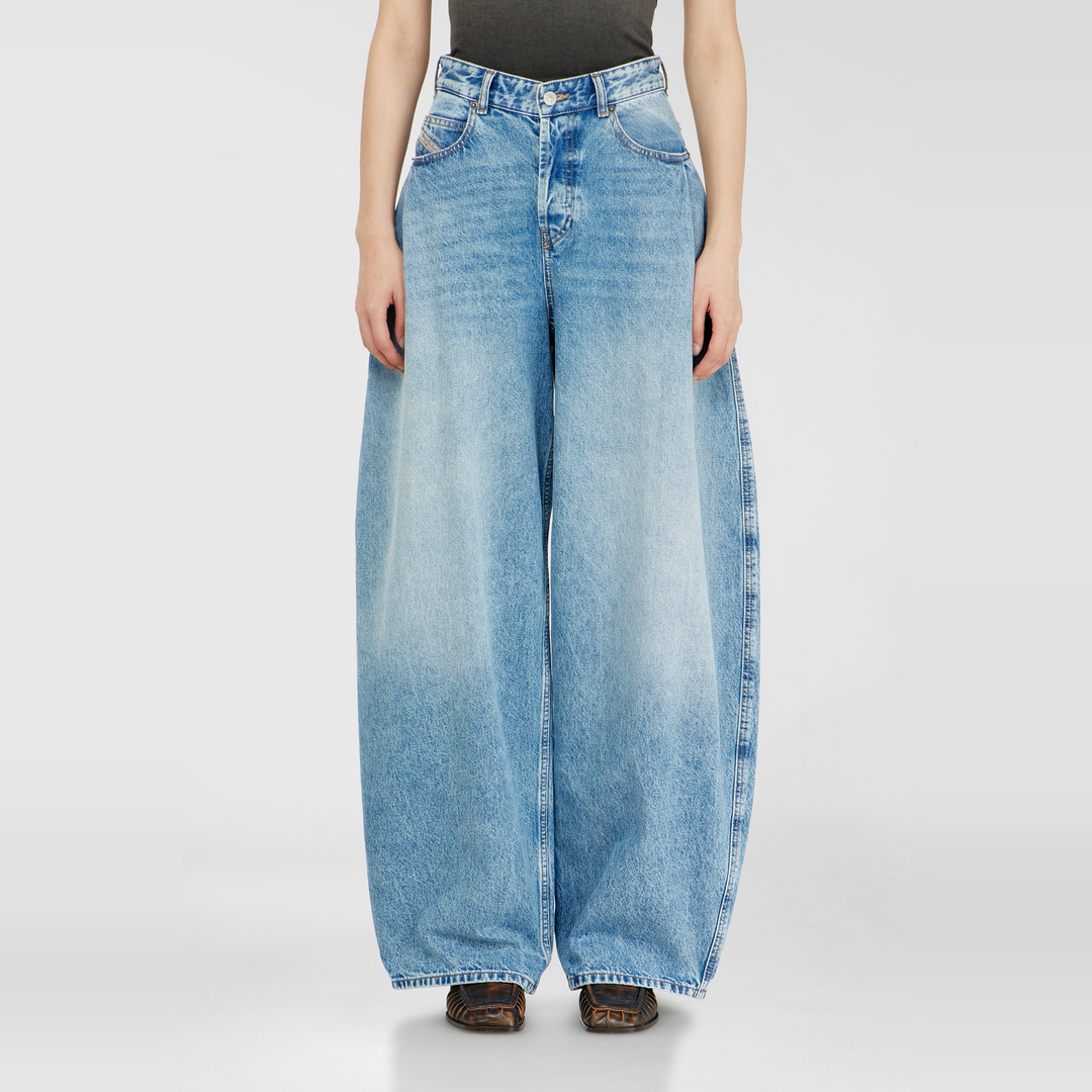 Diesel Jeans Relaxed Taille Haute 1987 D-Khelz, Bleu clair, Fermeture boutonnée