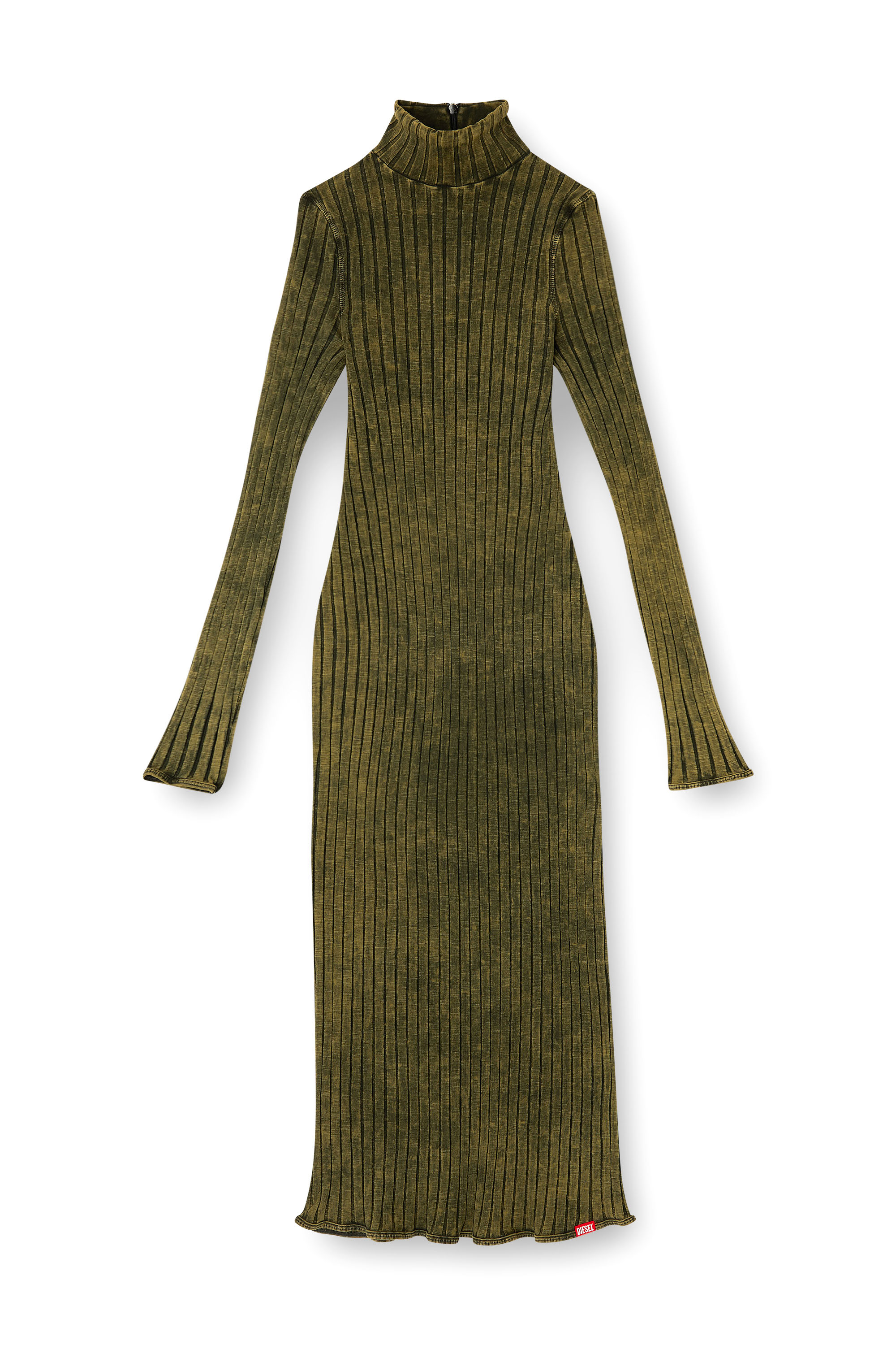 Diesel - D-WAVYA, Woman's Midi dress in treated wide-rib jersey in Green - 3