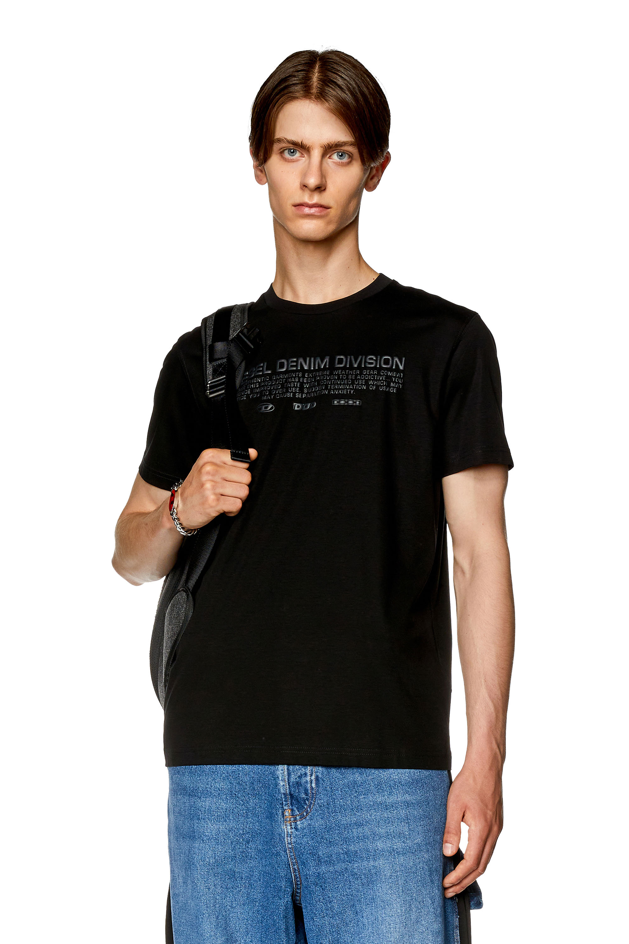 Diesel - T-shirt with tonal puff print - T-Shirts - Man - Black