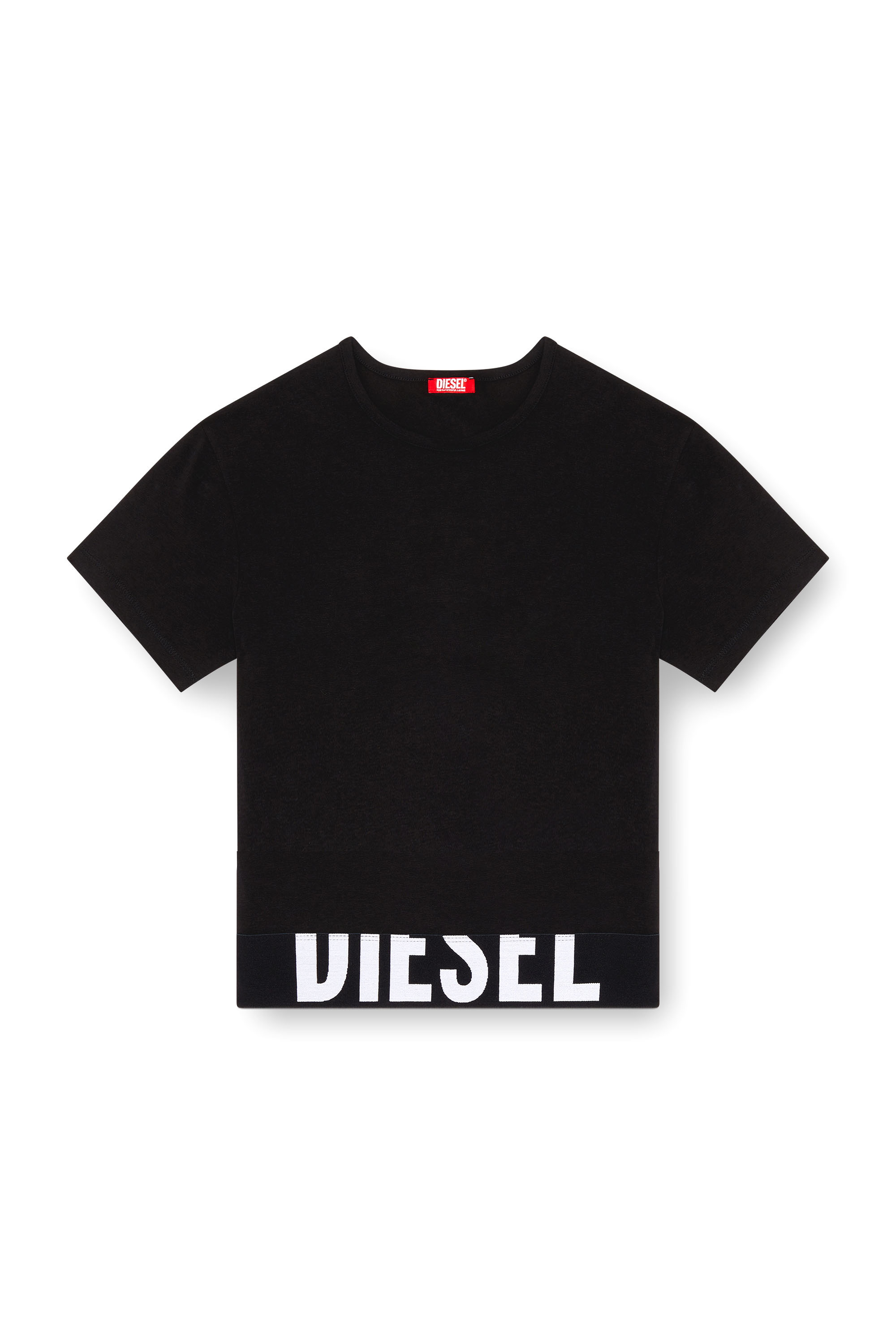 Diesel - UFTEE-SPORT-CROPPED-T-SHIRT, Woman's Sporty cropped top with logo band in Black - 3