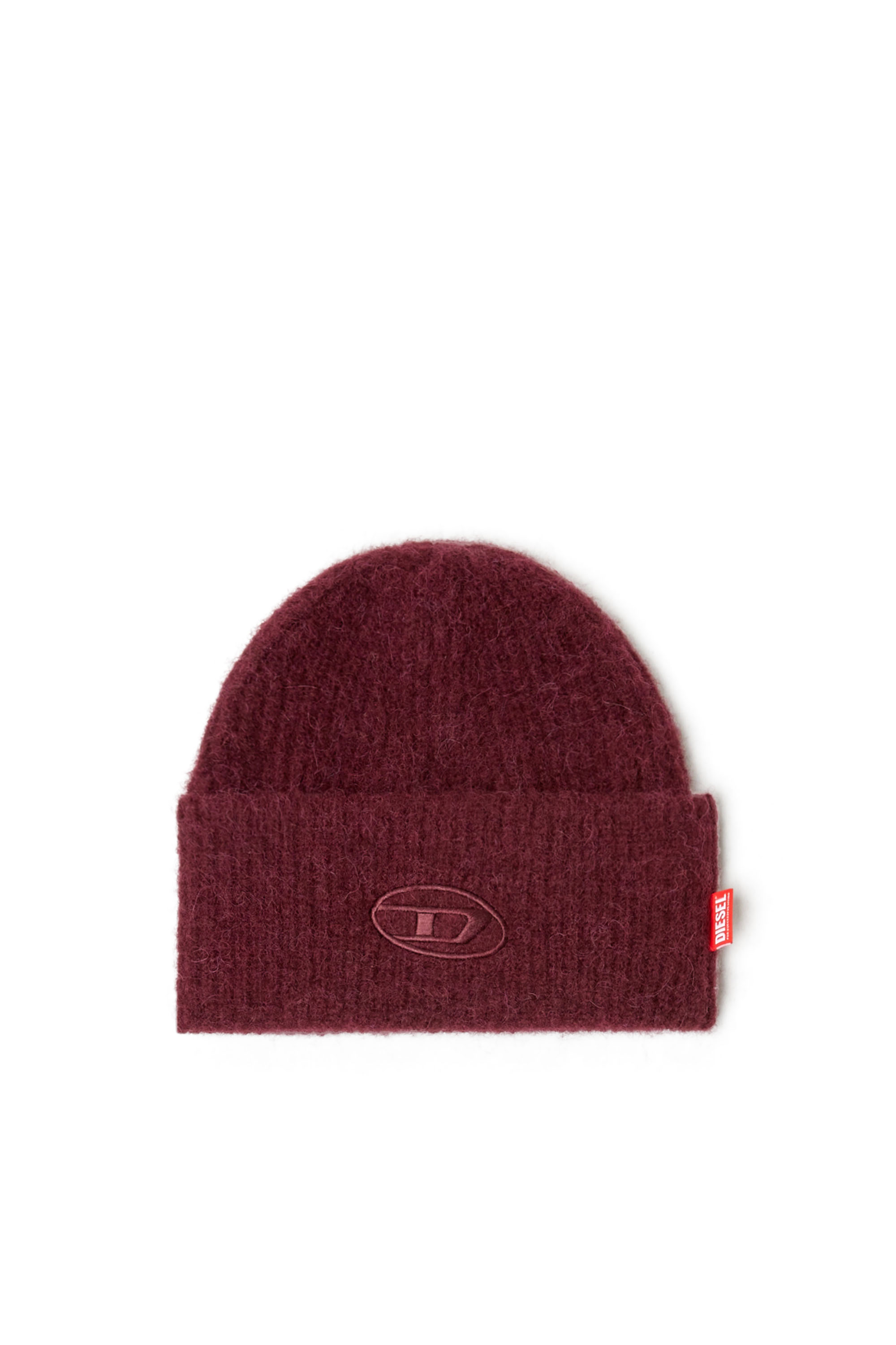 Diesel Unisex Red - Burgundy Beanie With Oval D Embroidery - Knit Caps Uni
