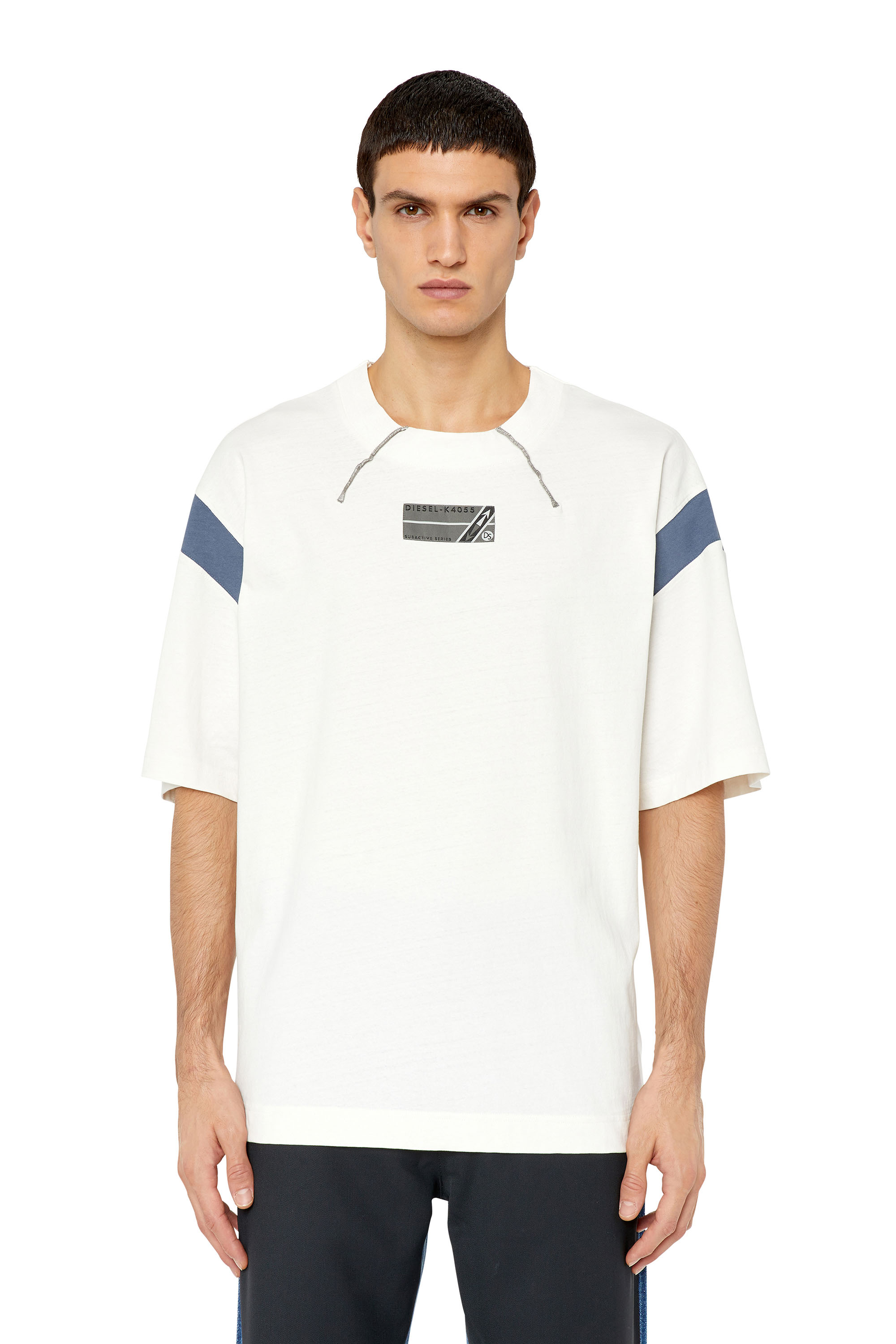 Diesel - T-shirt oversize con bande a contrasto - T-Shirts - Uomo - Bianco