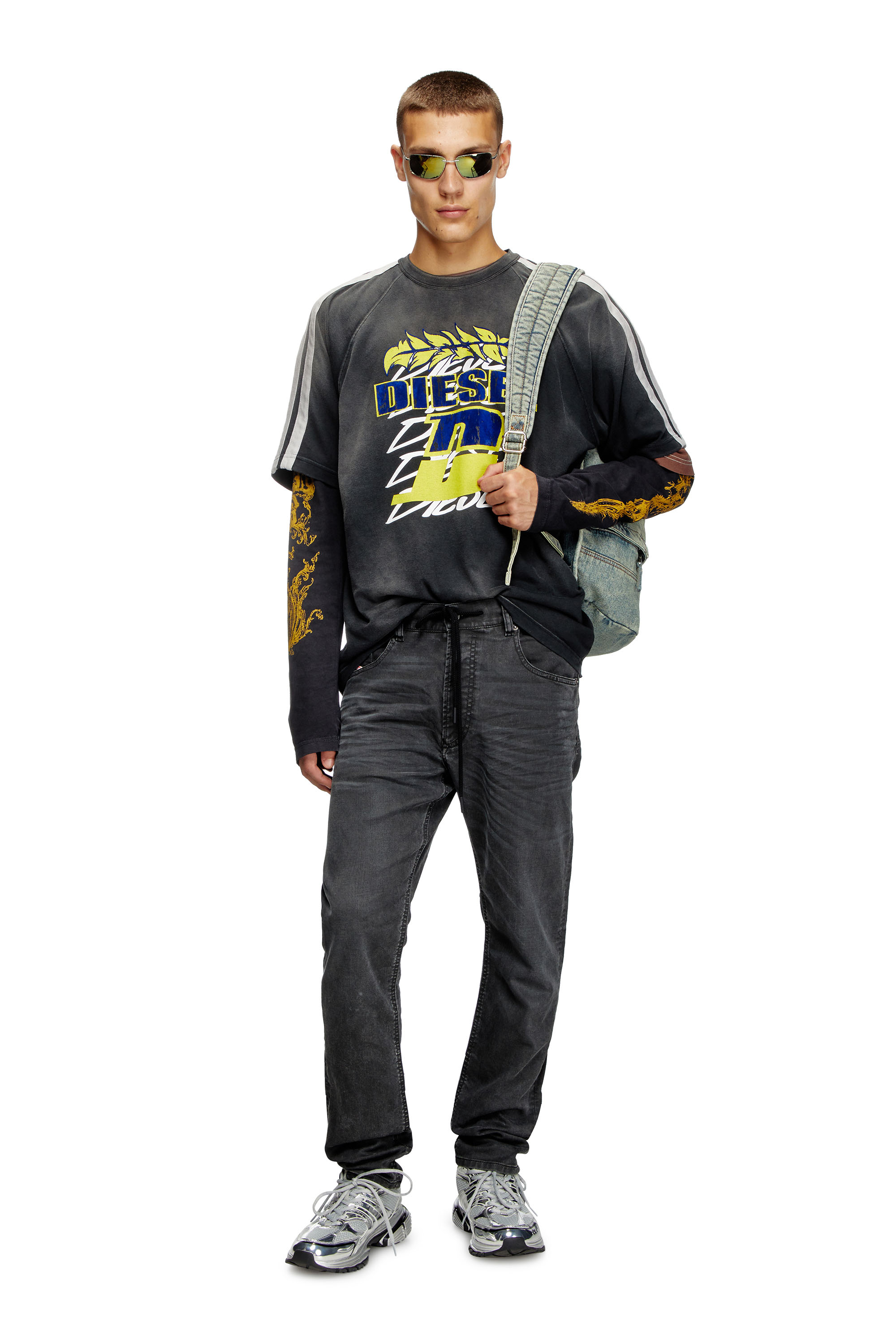 Diesel - Man's Regular 2032 D-Krooley Joggjeans&reg; 09J75, Black - 1