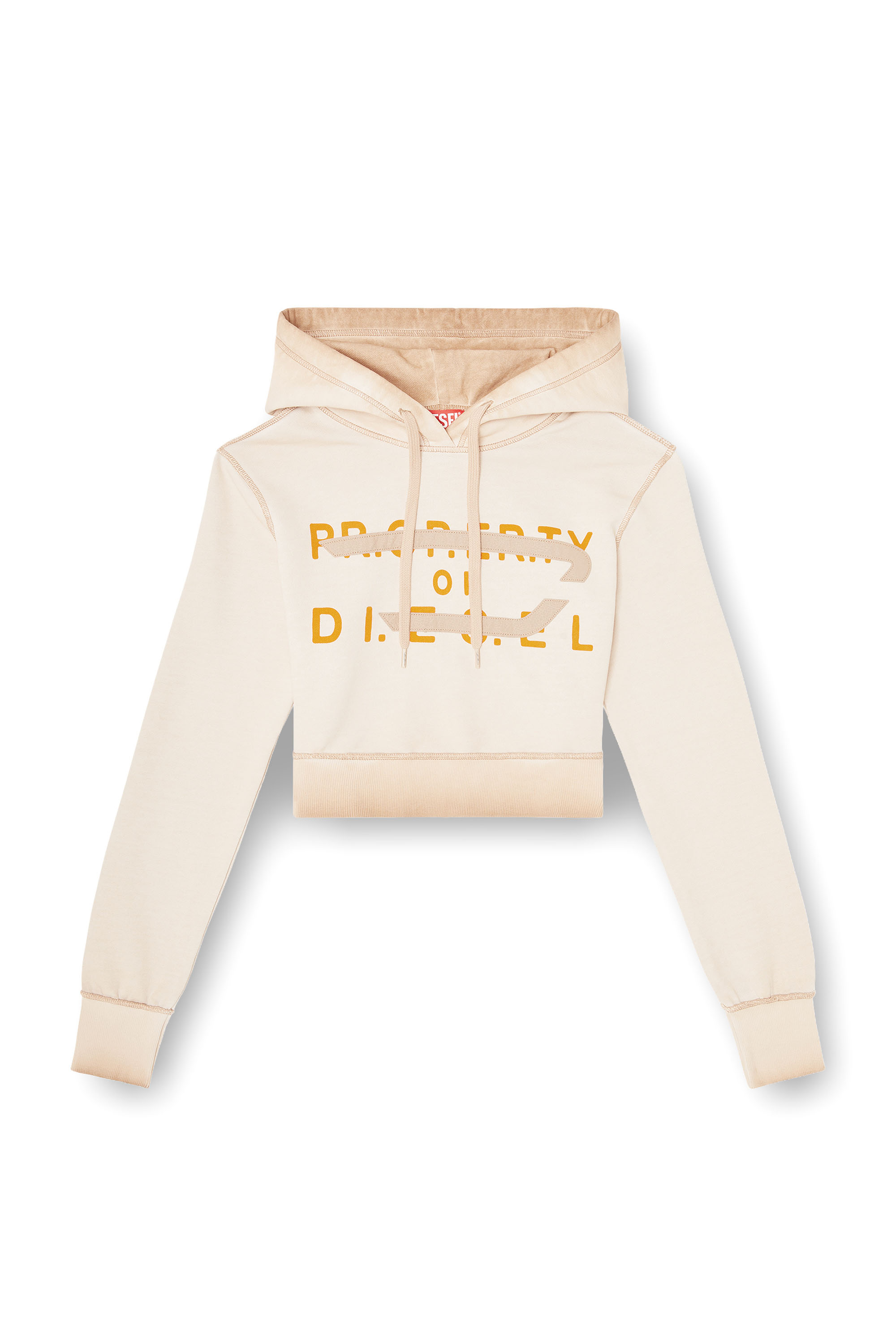 Diesel - F-SLIMMY-HOOD-S1, Woman's Hoodie with print and D appliqu&eacute; in Beige - 3