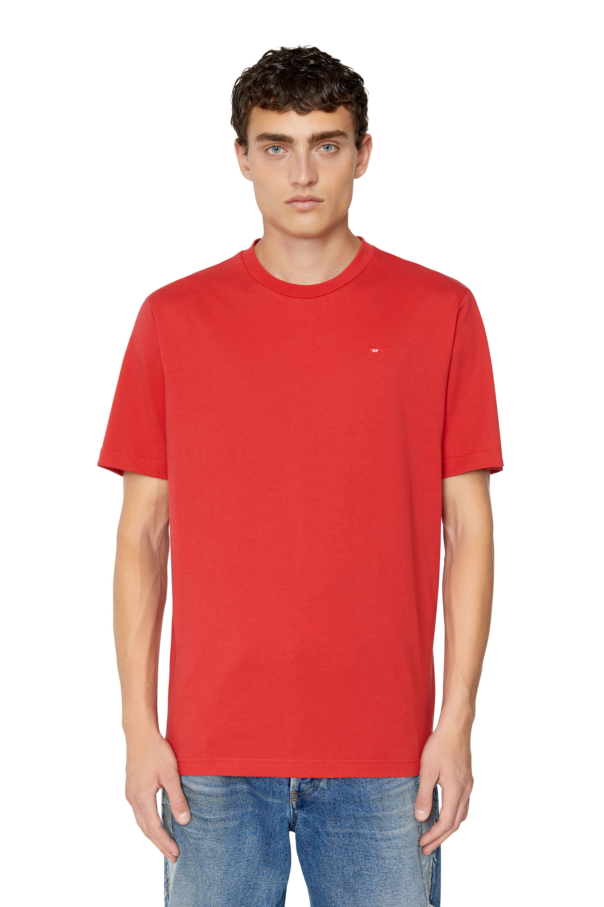 Diesel T-shirt Con Micro Logo Ricamato In Red