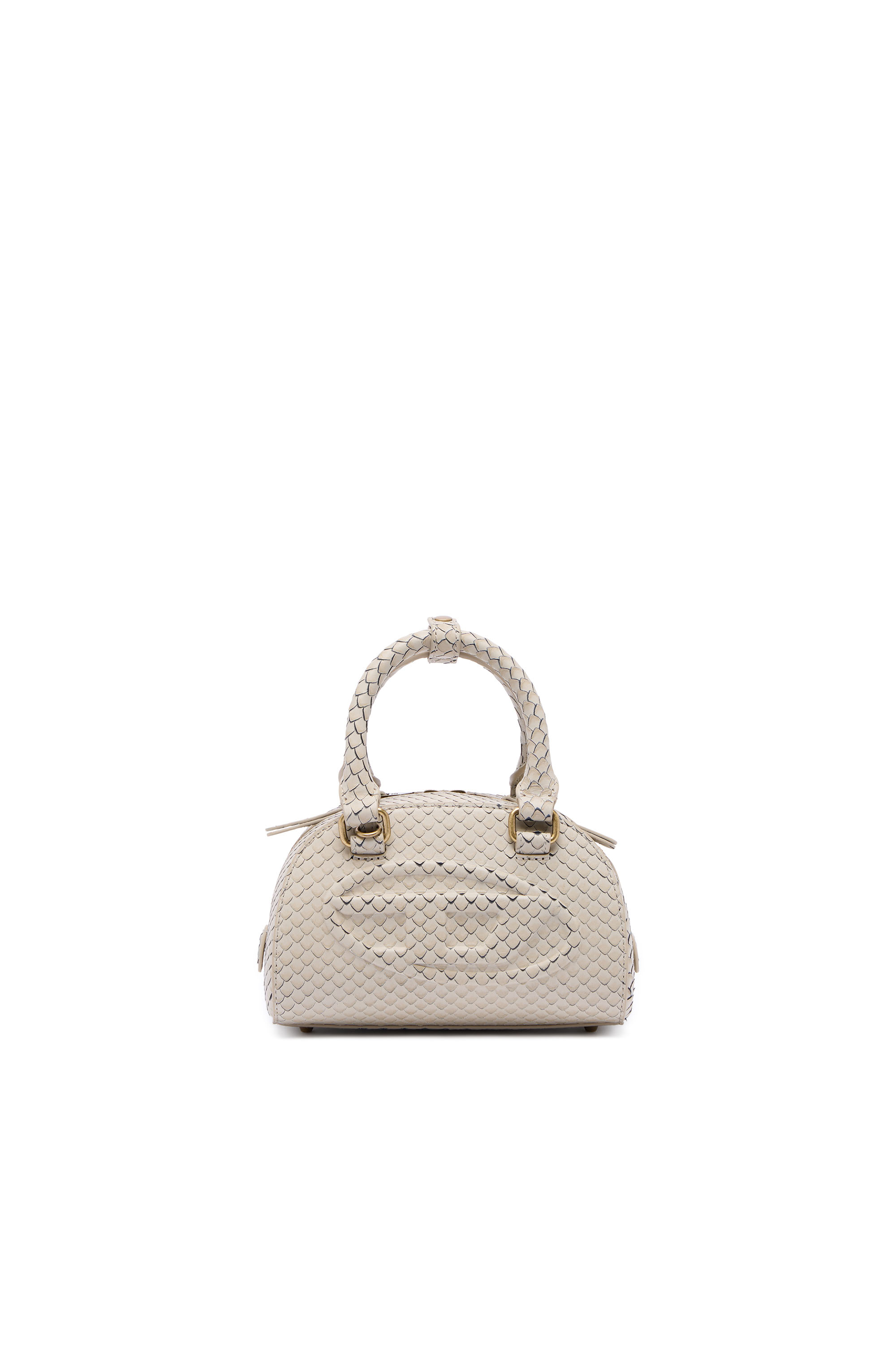 Diesel Mulher Bege - 1Dr Dome-Mini Bowling Bag In Snake-Effect Leather - Crossbody Bags - Woman Uni
