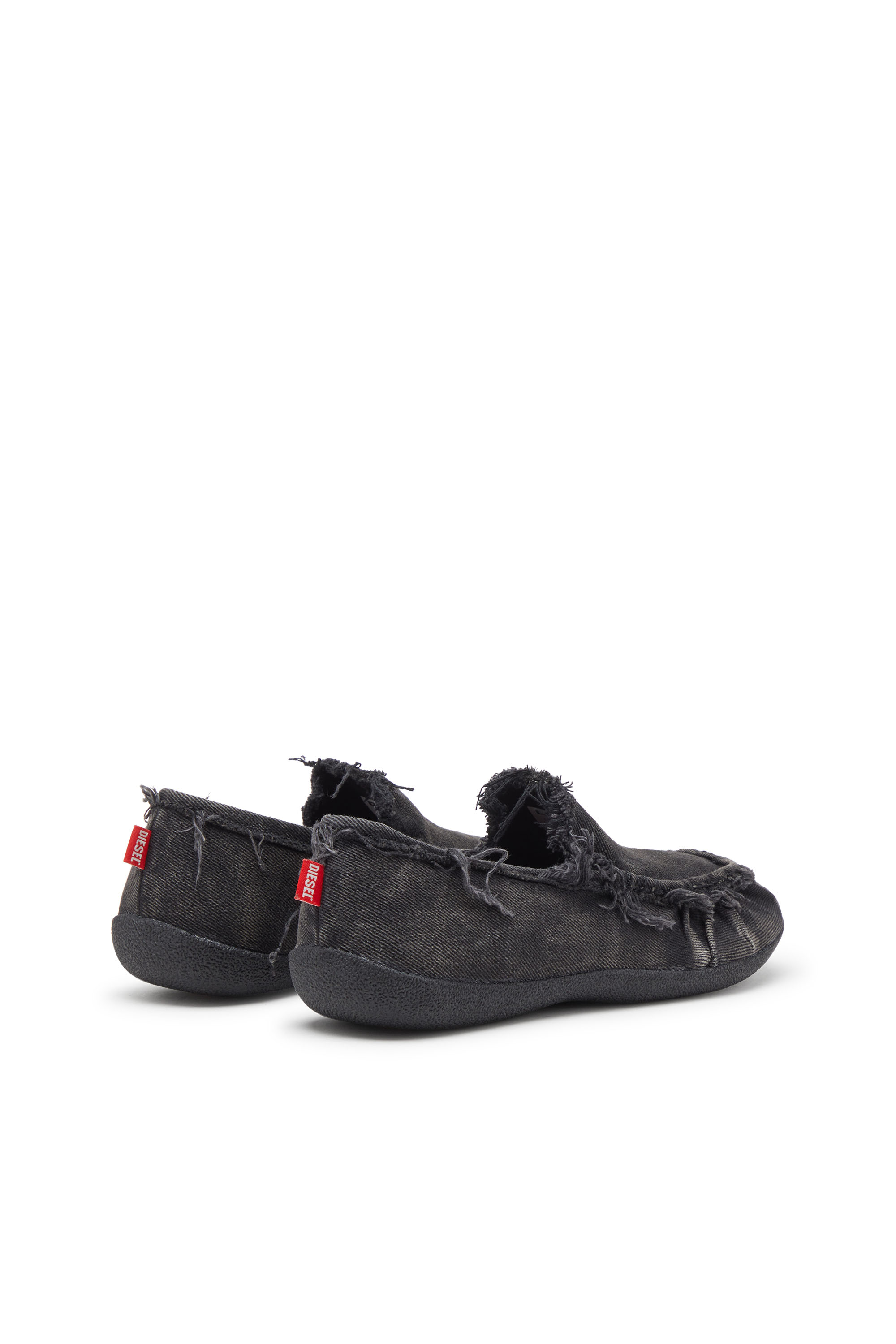 Diesel - D-SHOCK MOC, Man's D-Shock-Distressed denim loafers in Black - 4