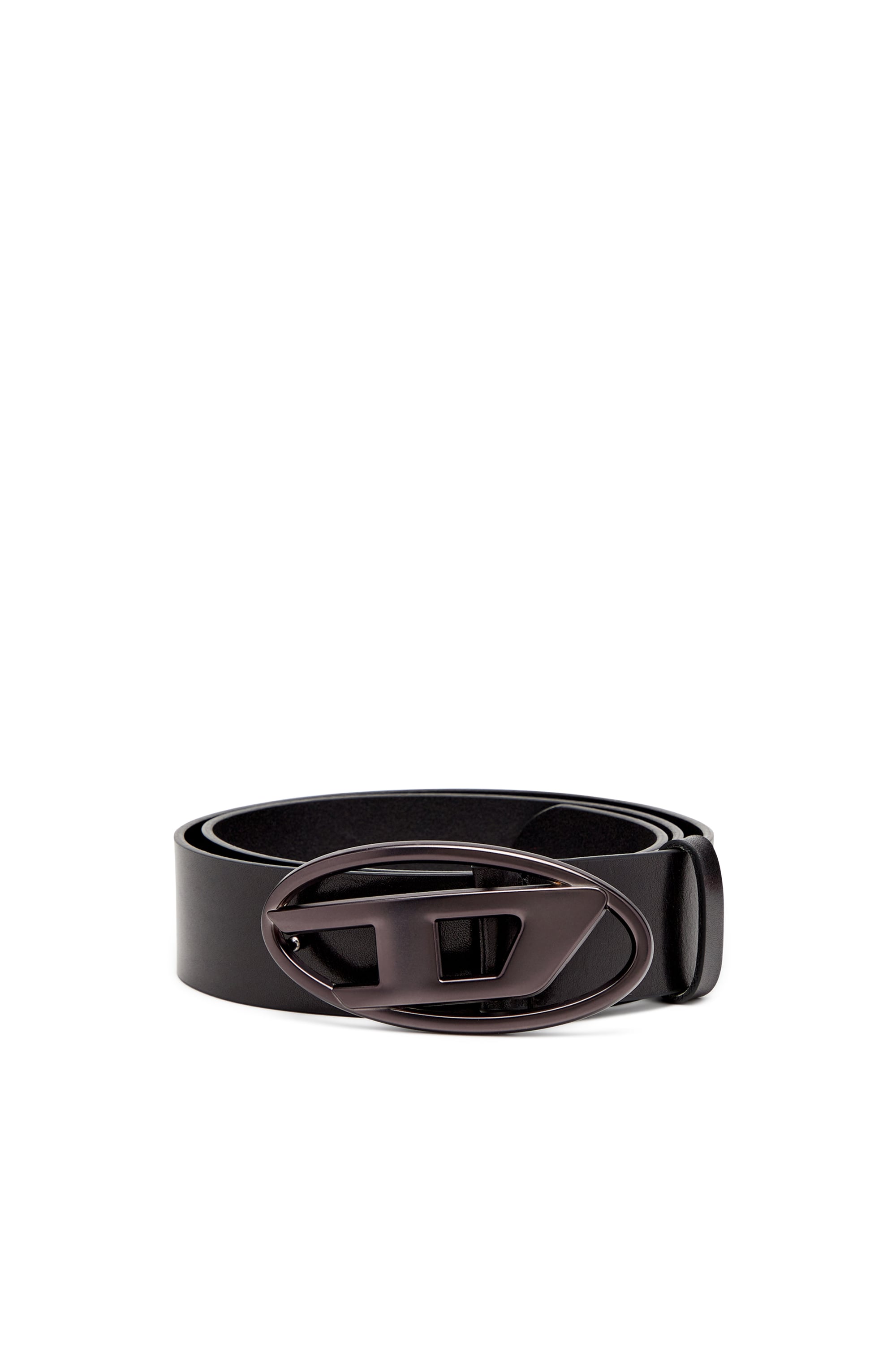 Diesel Unisex Black - 3.9Cm Leather Belt With Metallic Oval D Buckle - Belts Size 90