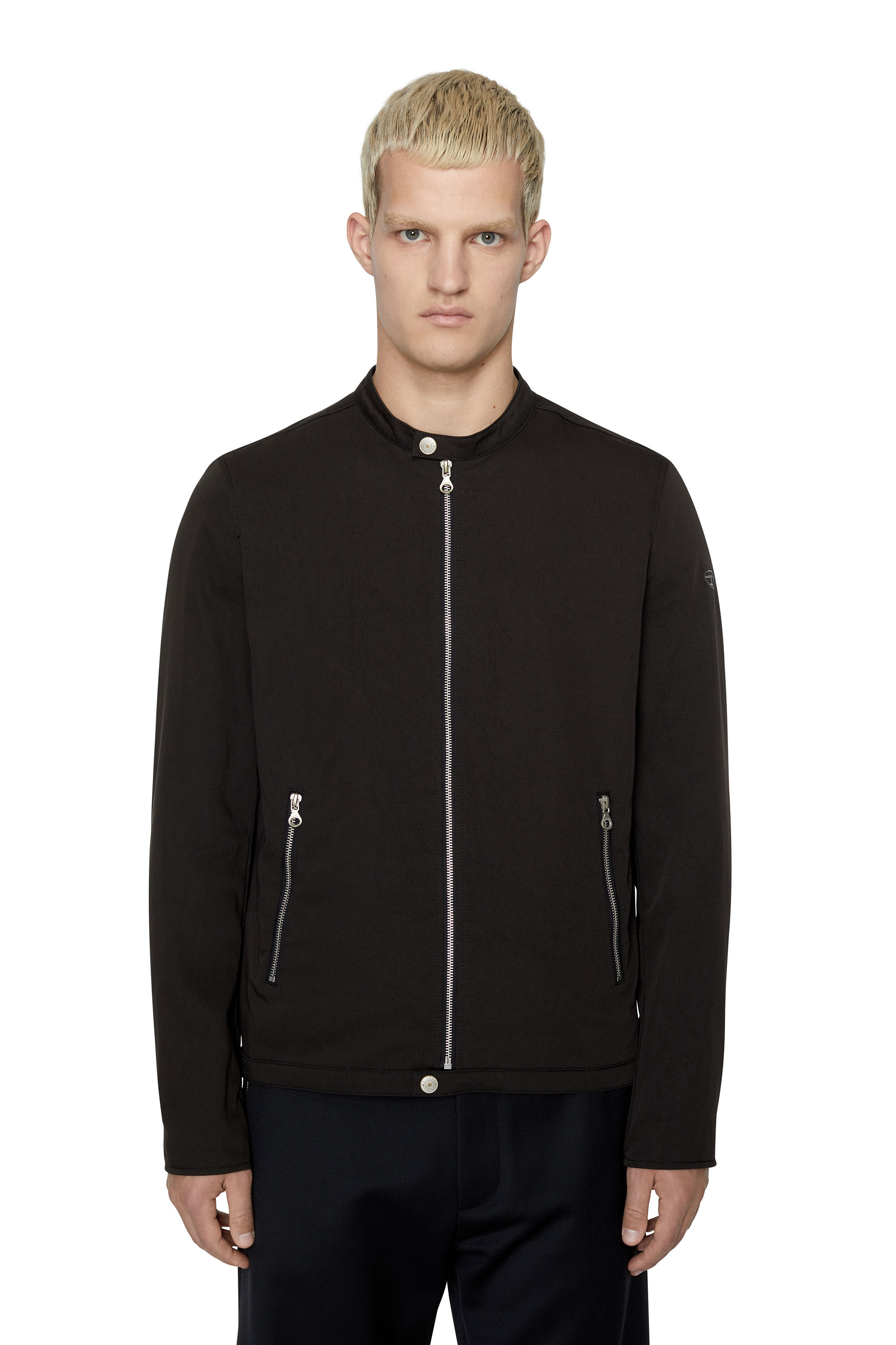 Diesel - Biker jacket in cotton-touch nylon - Jackets - Man - Black
