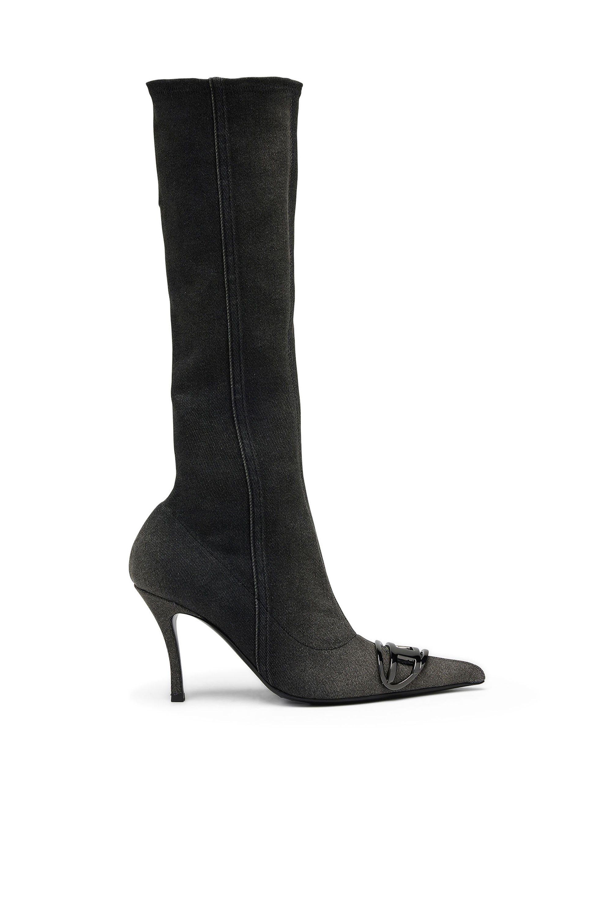 Diesel - D-Venus Kb D - Knee-high boots in stretch denim - Boots - Woman - Black