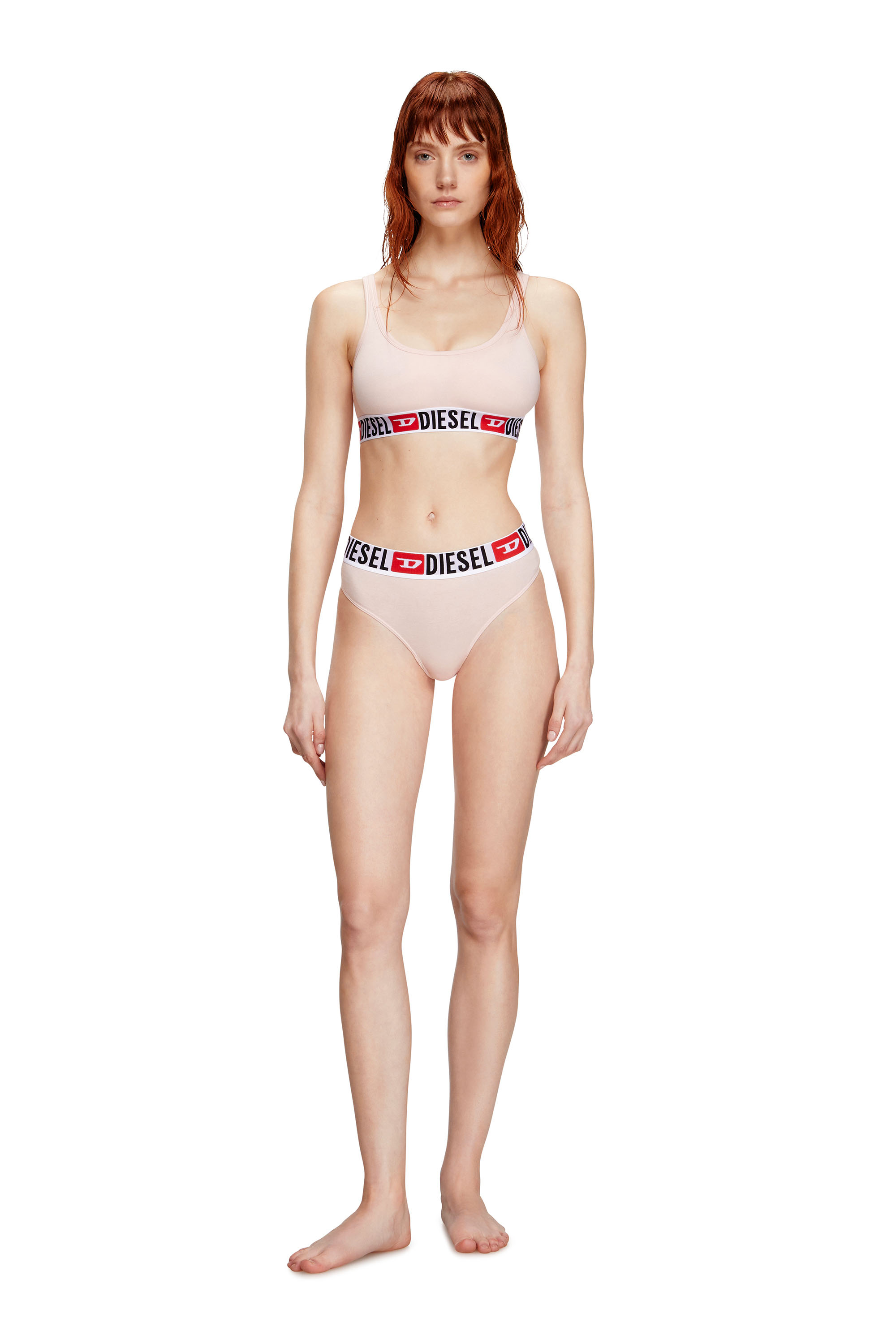 Diesel - UFSB-ORIBA, Woman's Bralette with logo band in Pink - 2
