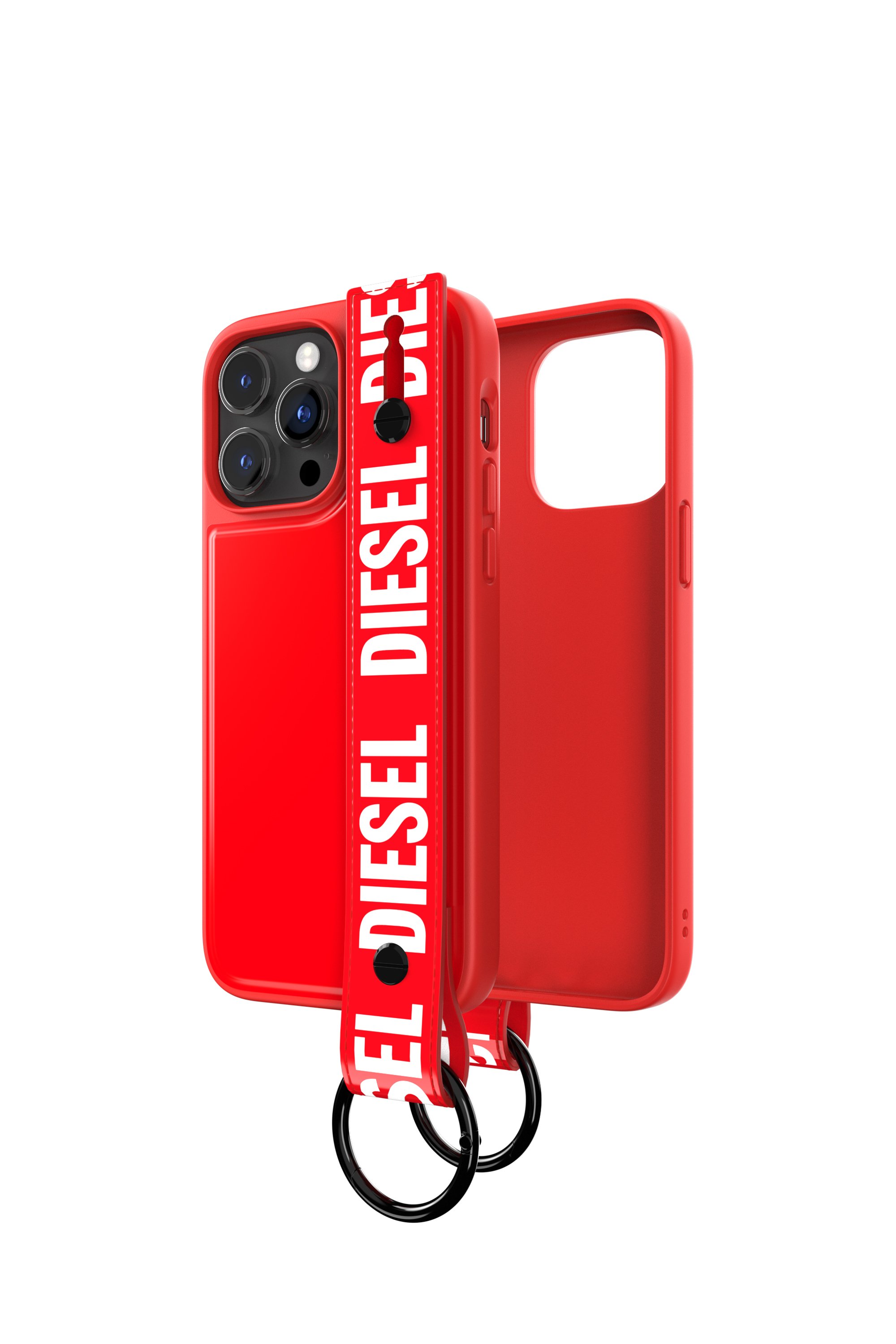 Diesel - Cover con impugnatura retraibile per iPhone 14 Pro Max - Cover - Unisex - Rosso