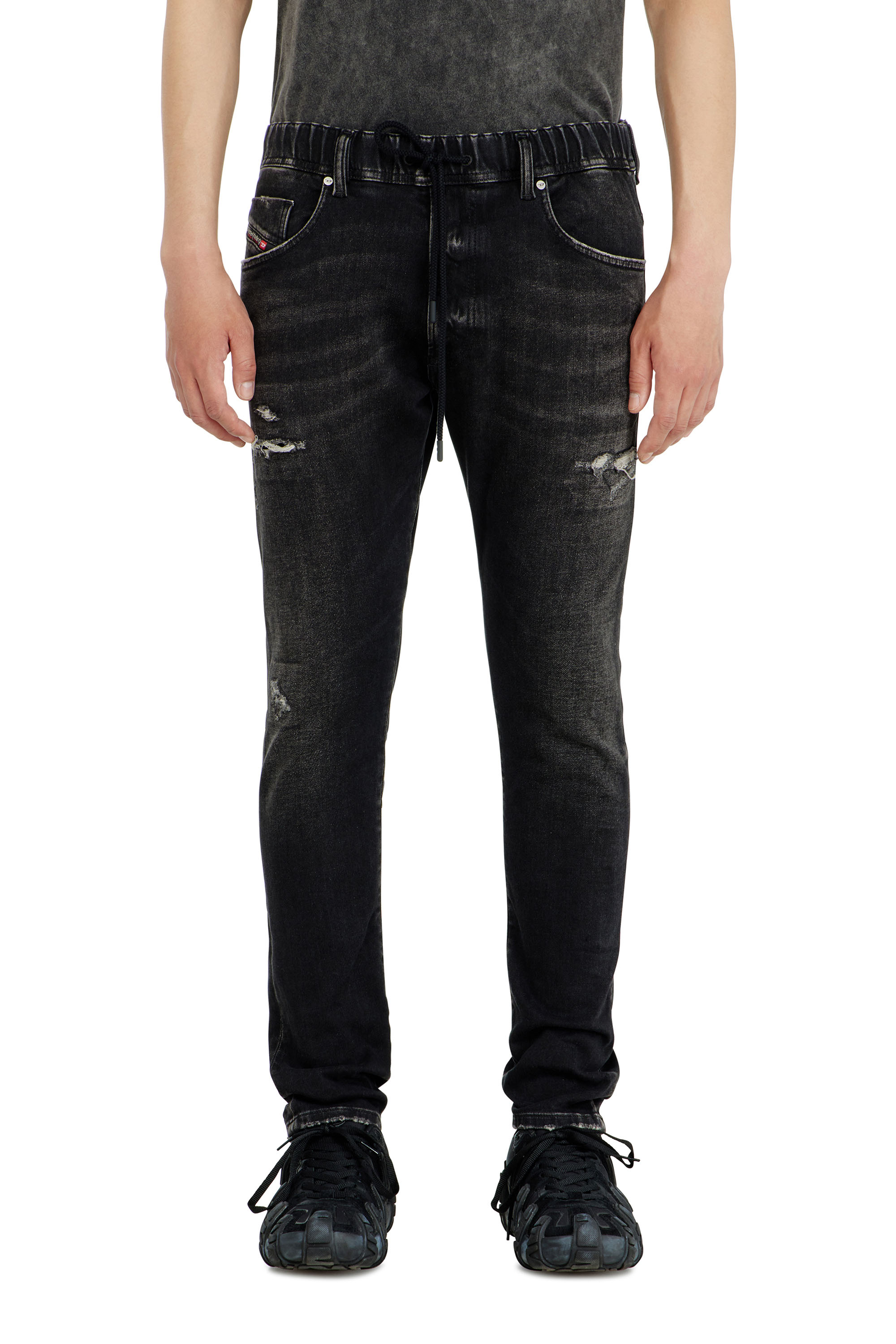 Diesel Regular Moyenne 2030 D-Krooley Joggjeans, /Gris Foncé, Élastiquée Homme Noir Taille 32