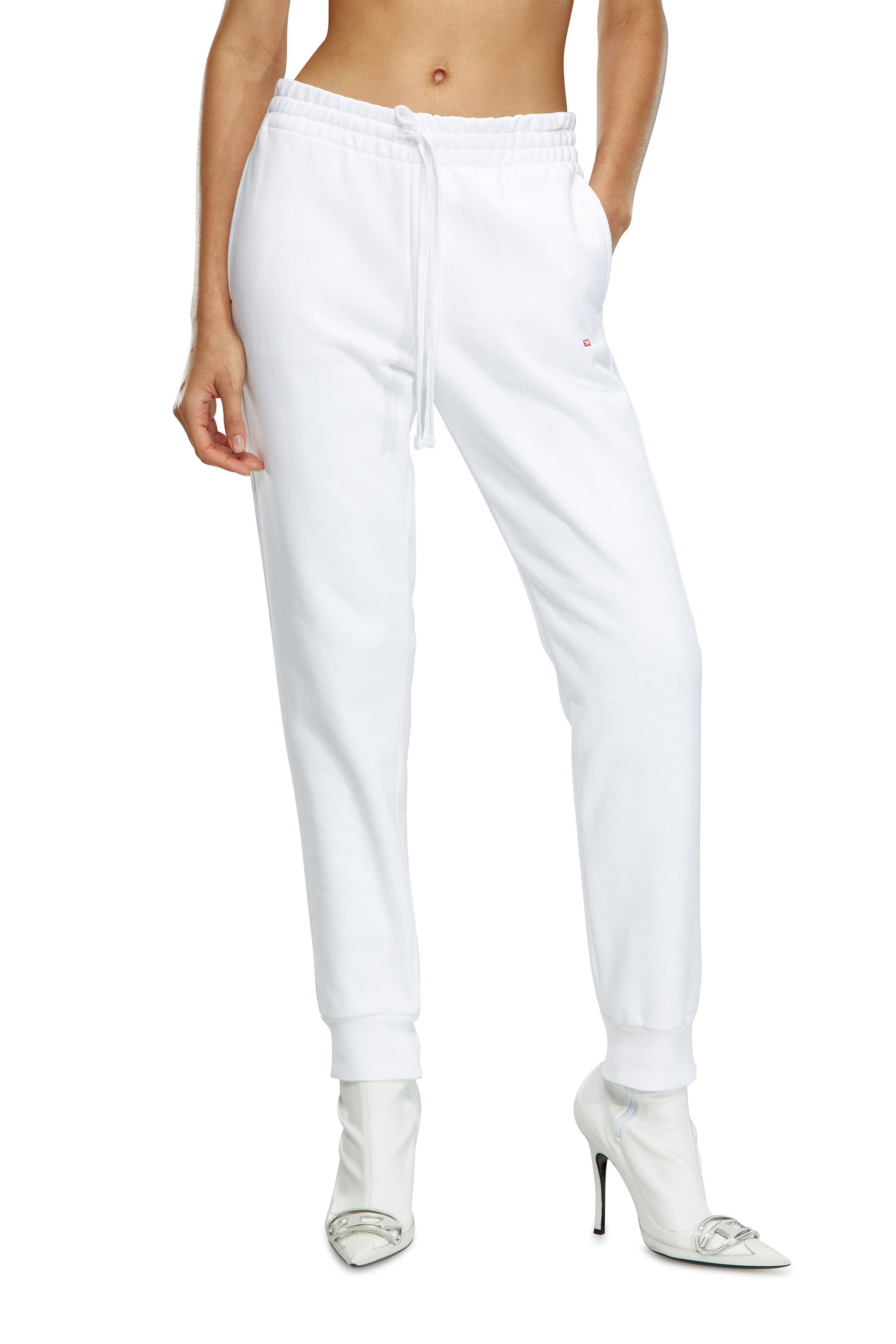 Diesel - Pantalones deportivos con logotipo pequeño bordado - Pantalones - Mujer - Blanco
